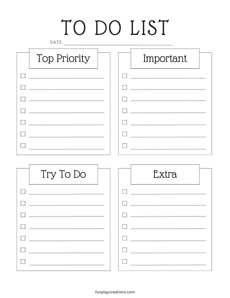 Free To Do List Template Printable