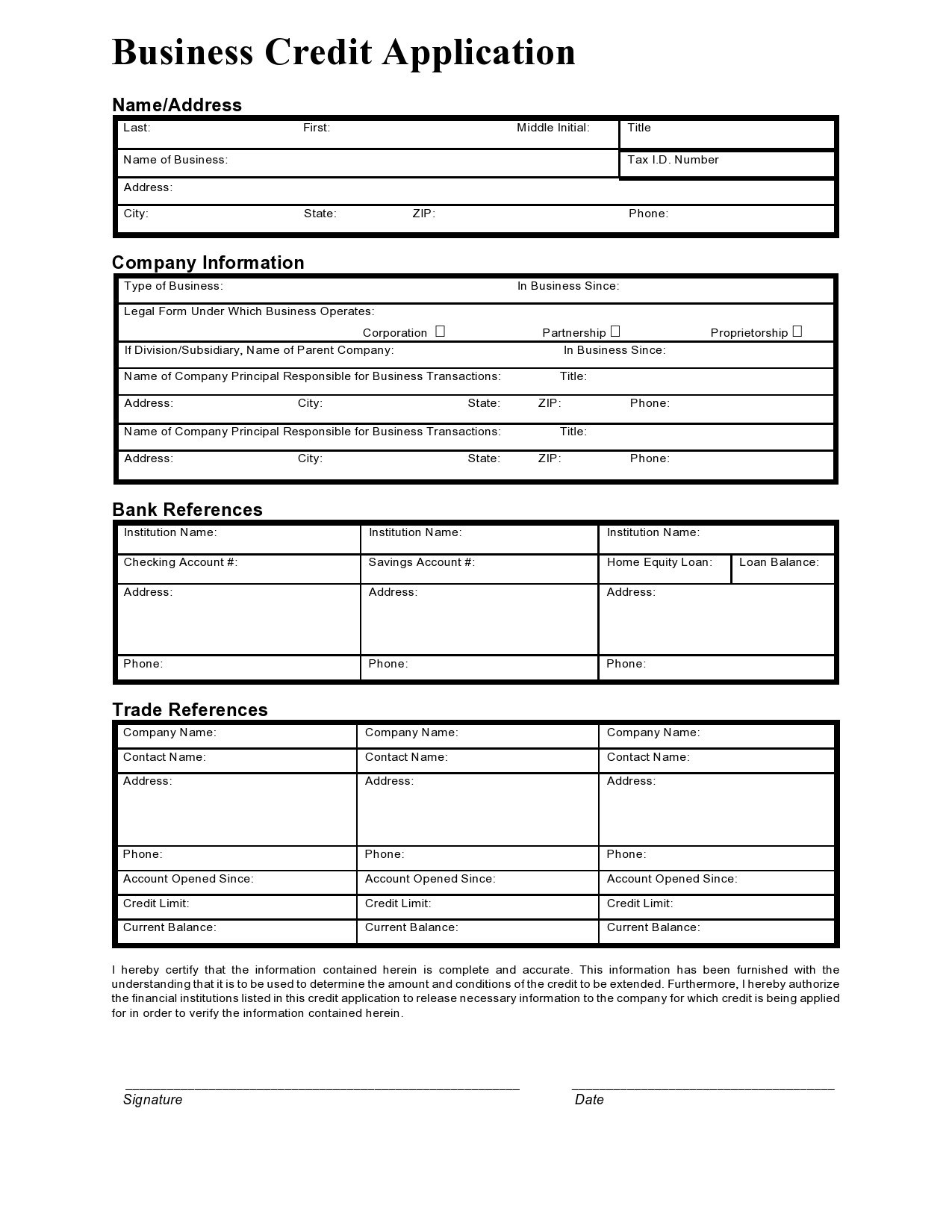 Printable Credit Application Form For Auto Loan