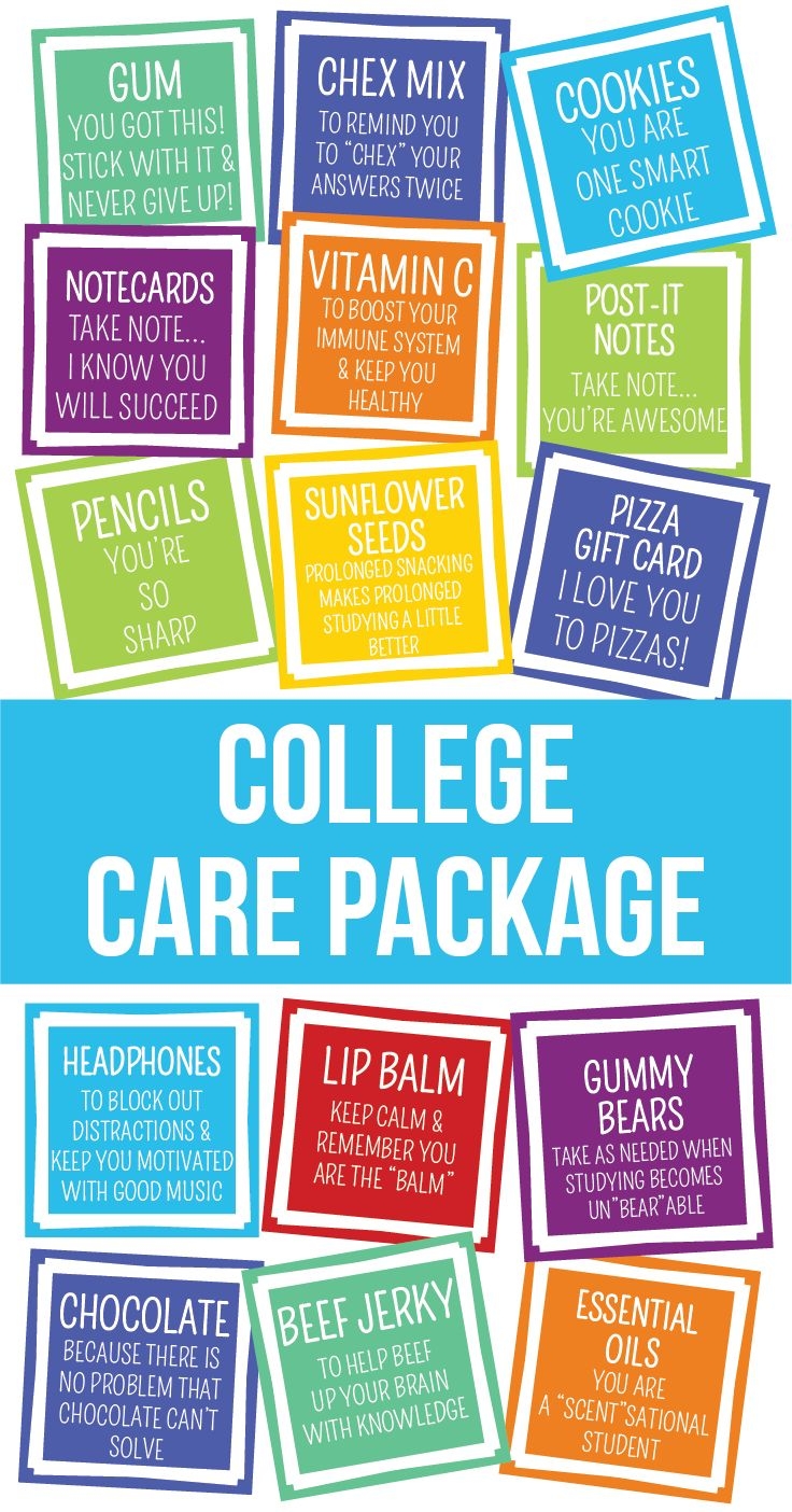48 College Care Package Printables College Survival Kit Gift Tags College Care Package Gift Tags