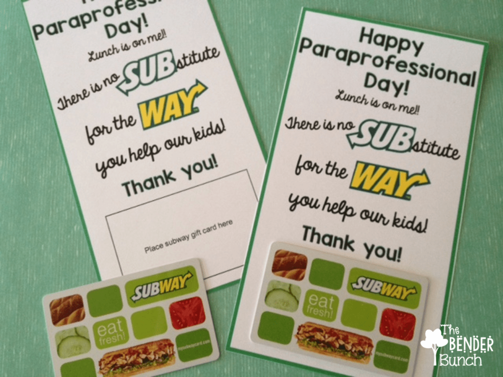 Printable Subway Gift Certificates