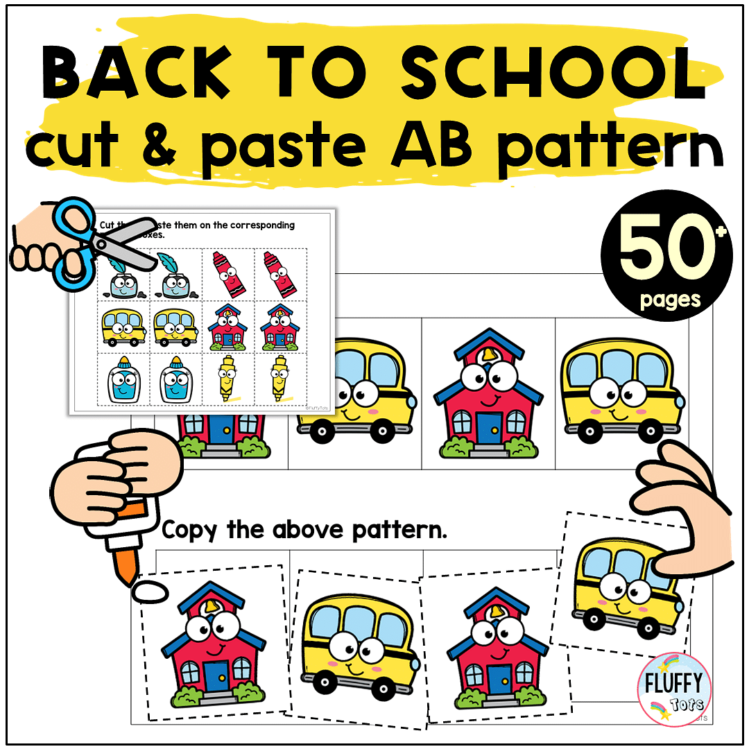 50 Pages Of Easy AB Patterns Worksheets Cut And Paste For Toddler And Preschool FluffyTots