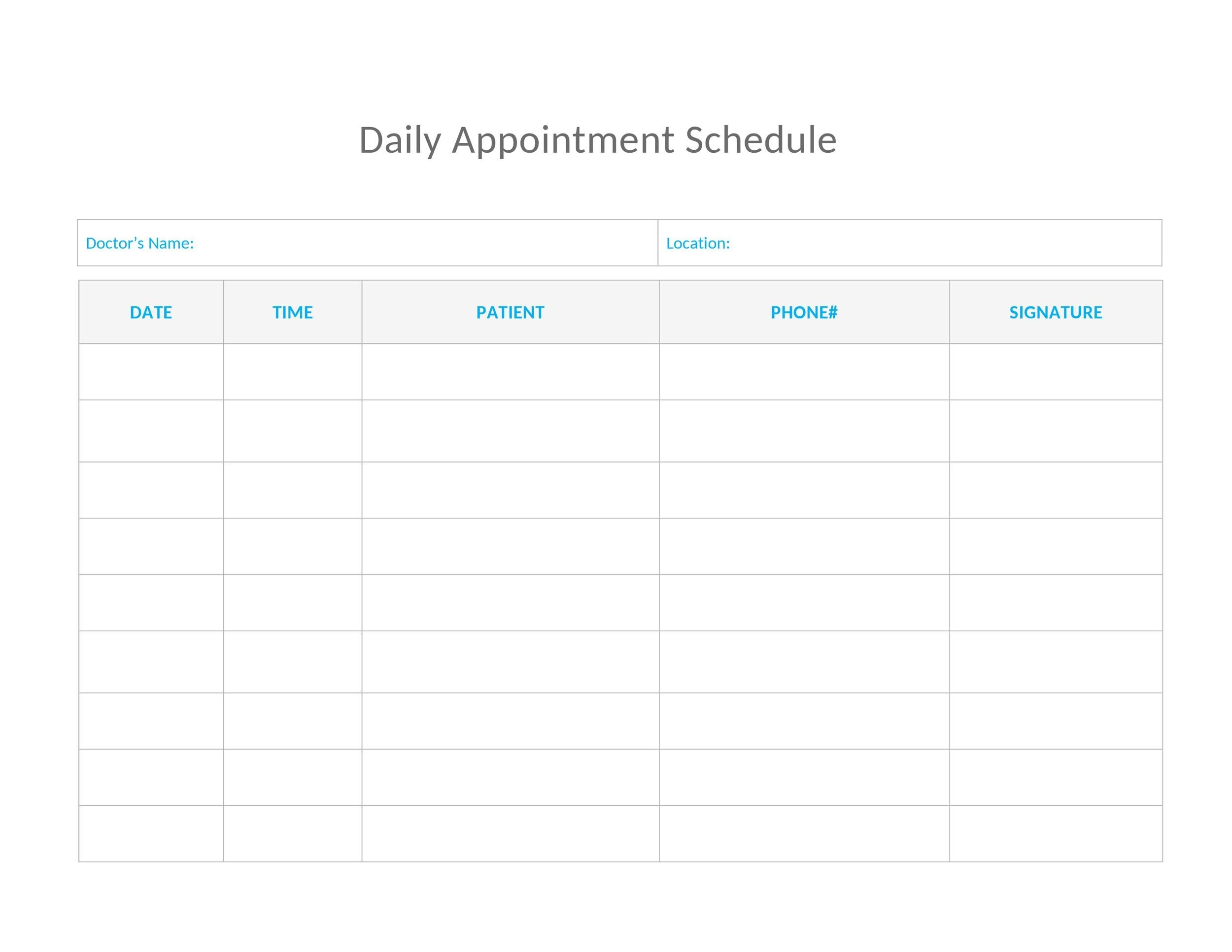 50 Printable Appointment Schedule Templates Appointment Calendars 