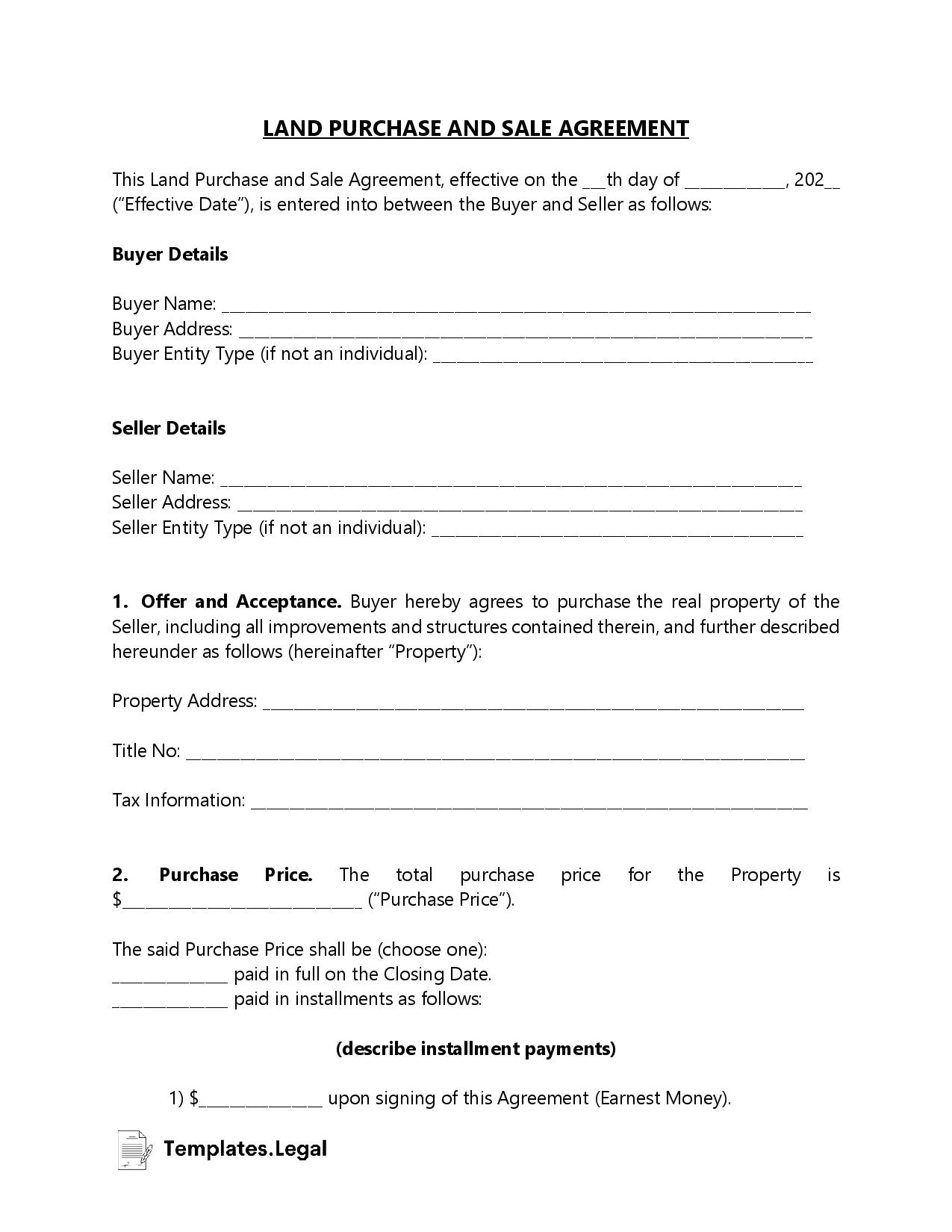 50 Purchase Agreement Templates Word PDF ODT 