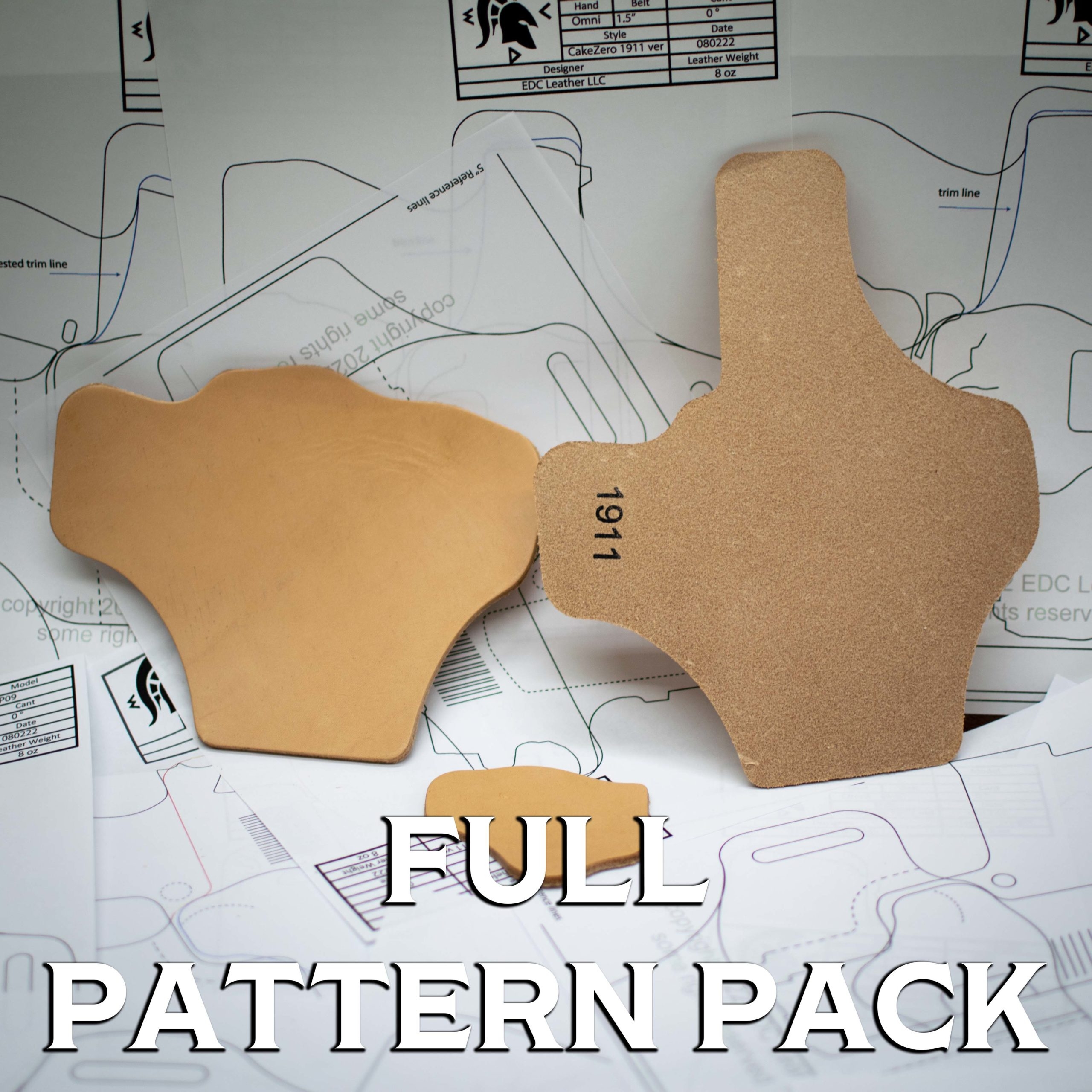 752 CakeZero 1911 Holster Pattern Pack 16 Patterns These Are Digital Patterns In PDF Format EDC Leather
