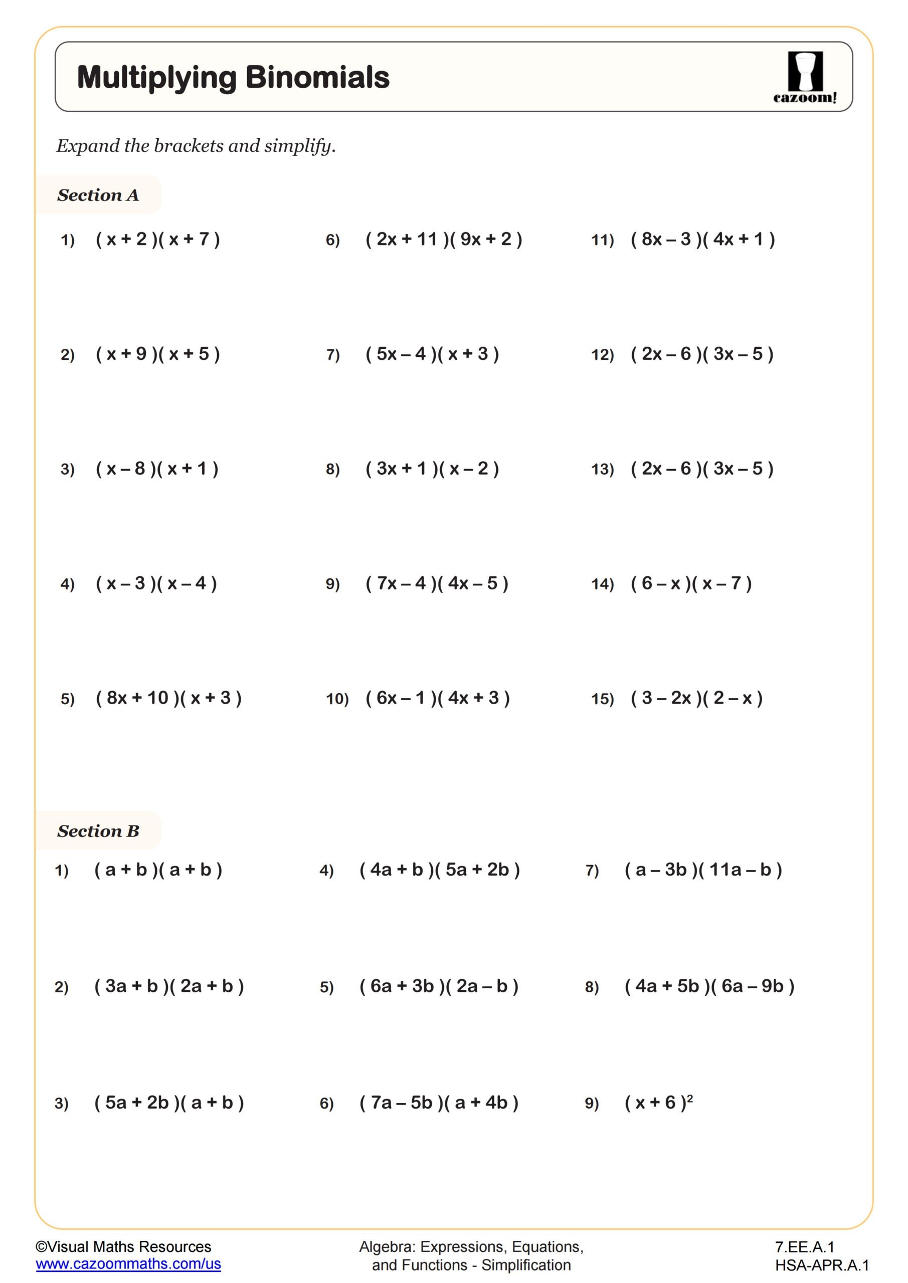 Math Worksheets For 7th Graders Printable
