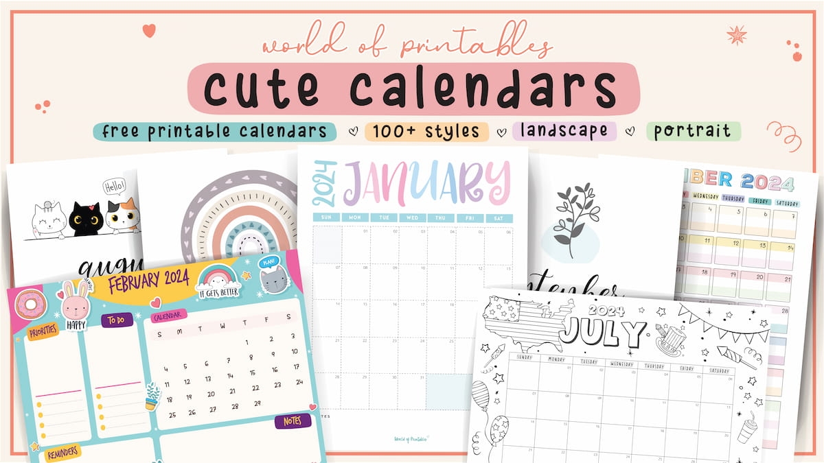 80 Cute Calendars For 2024 World Of Printables