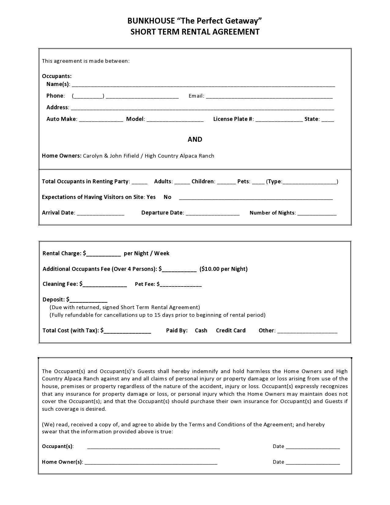 80 Short Term Vacation Rental Agreement Templates Word PDF 