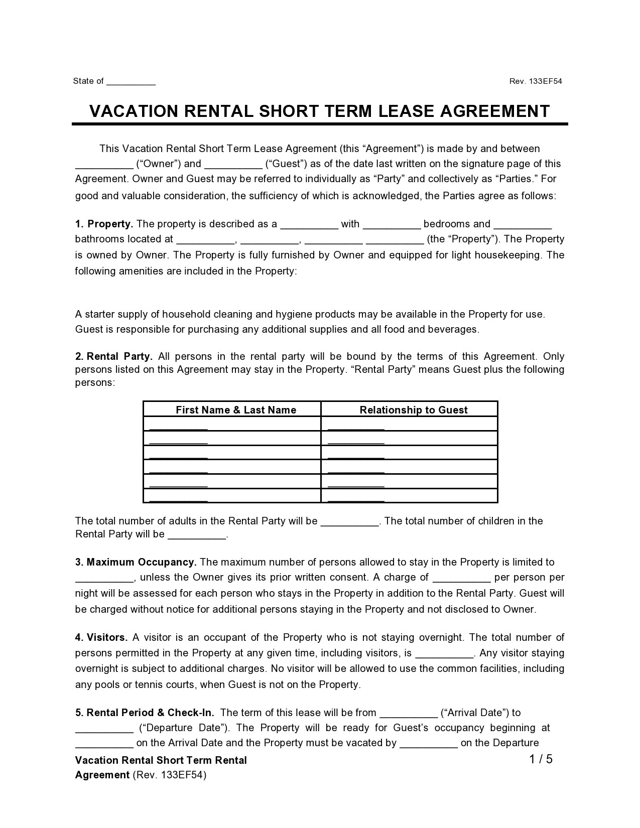 80 Short Term Vacation Rental Agreement Templates Word PDF 