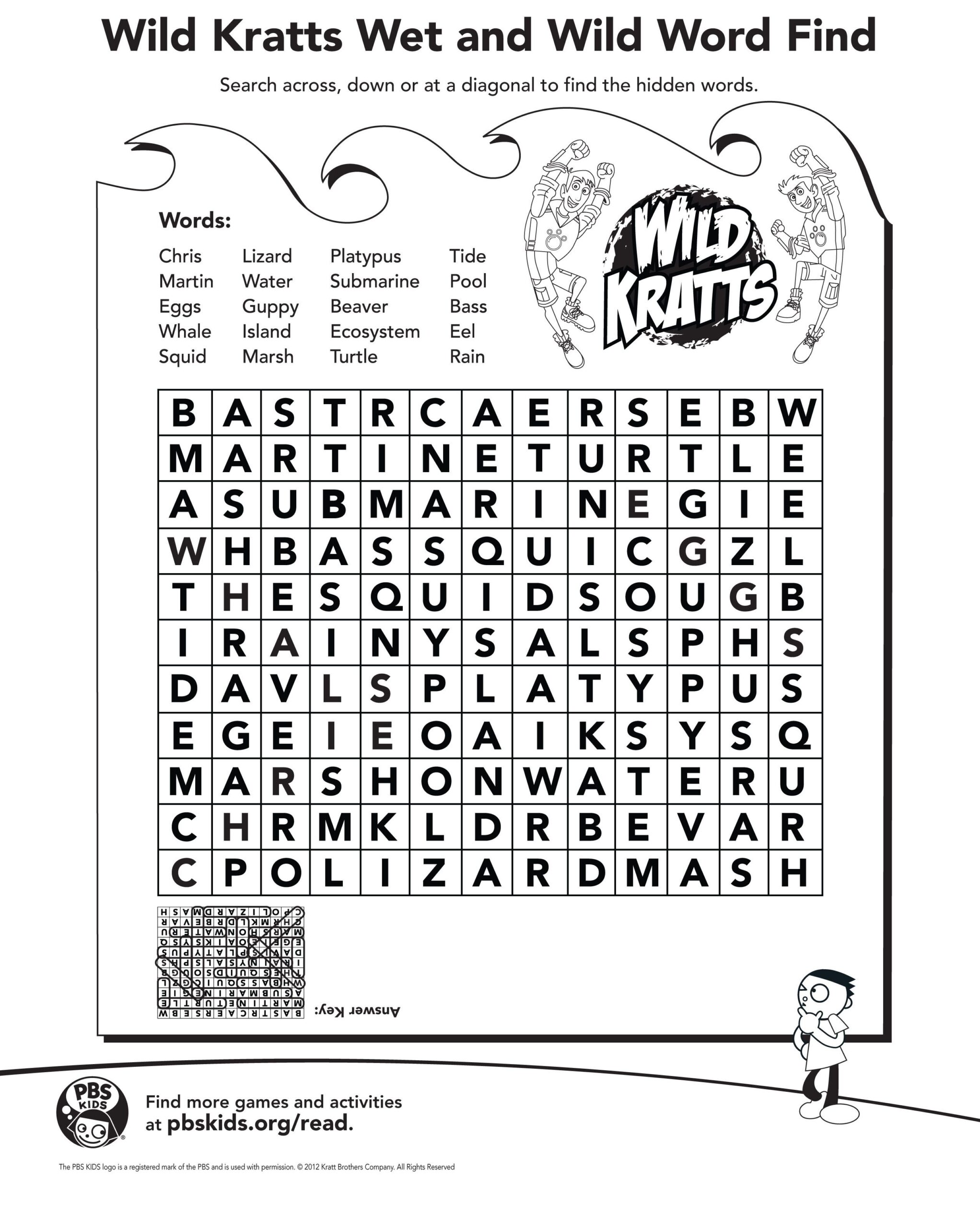Wild Kratts Printable Worksheets
