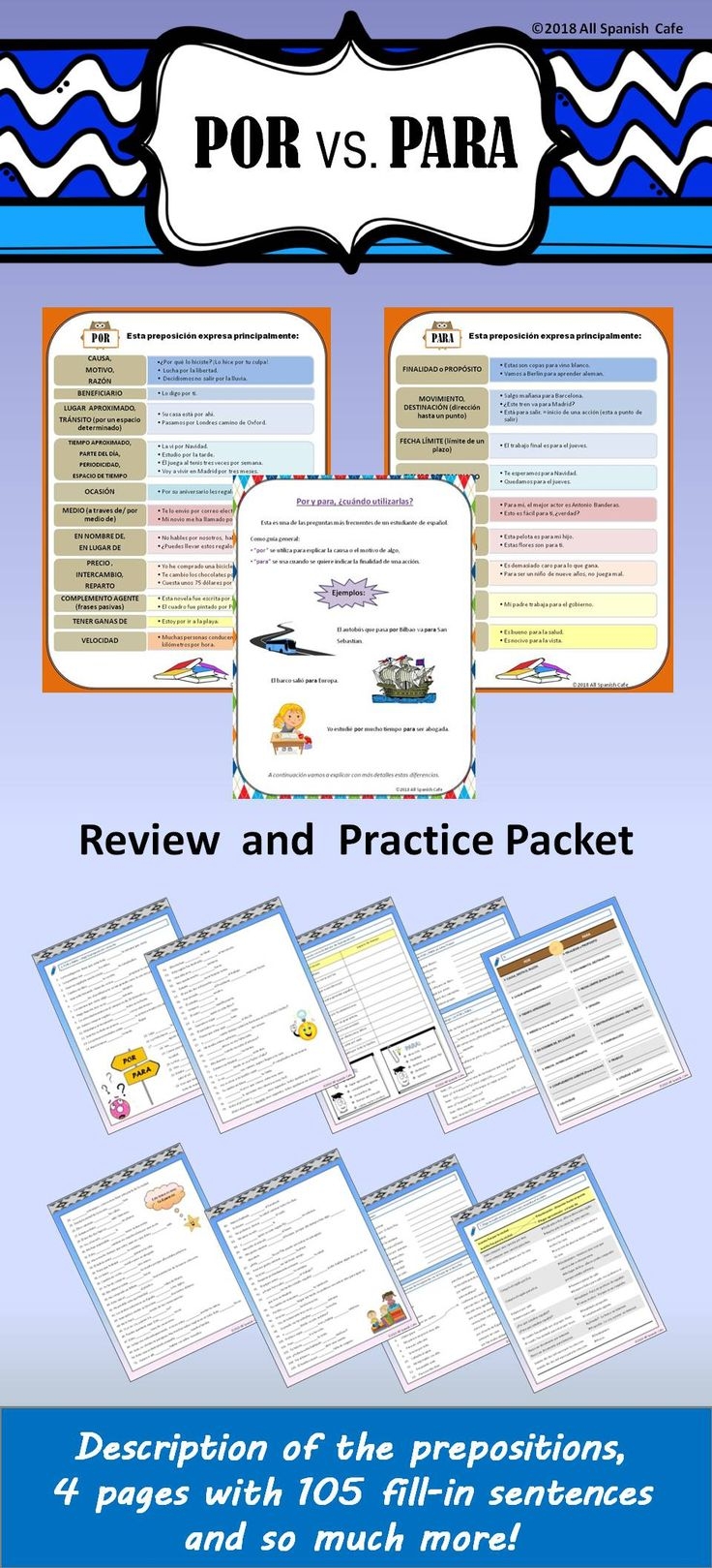 Activities Spanish Chart Worksheet Practice Poster