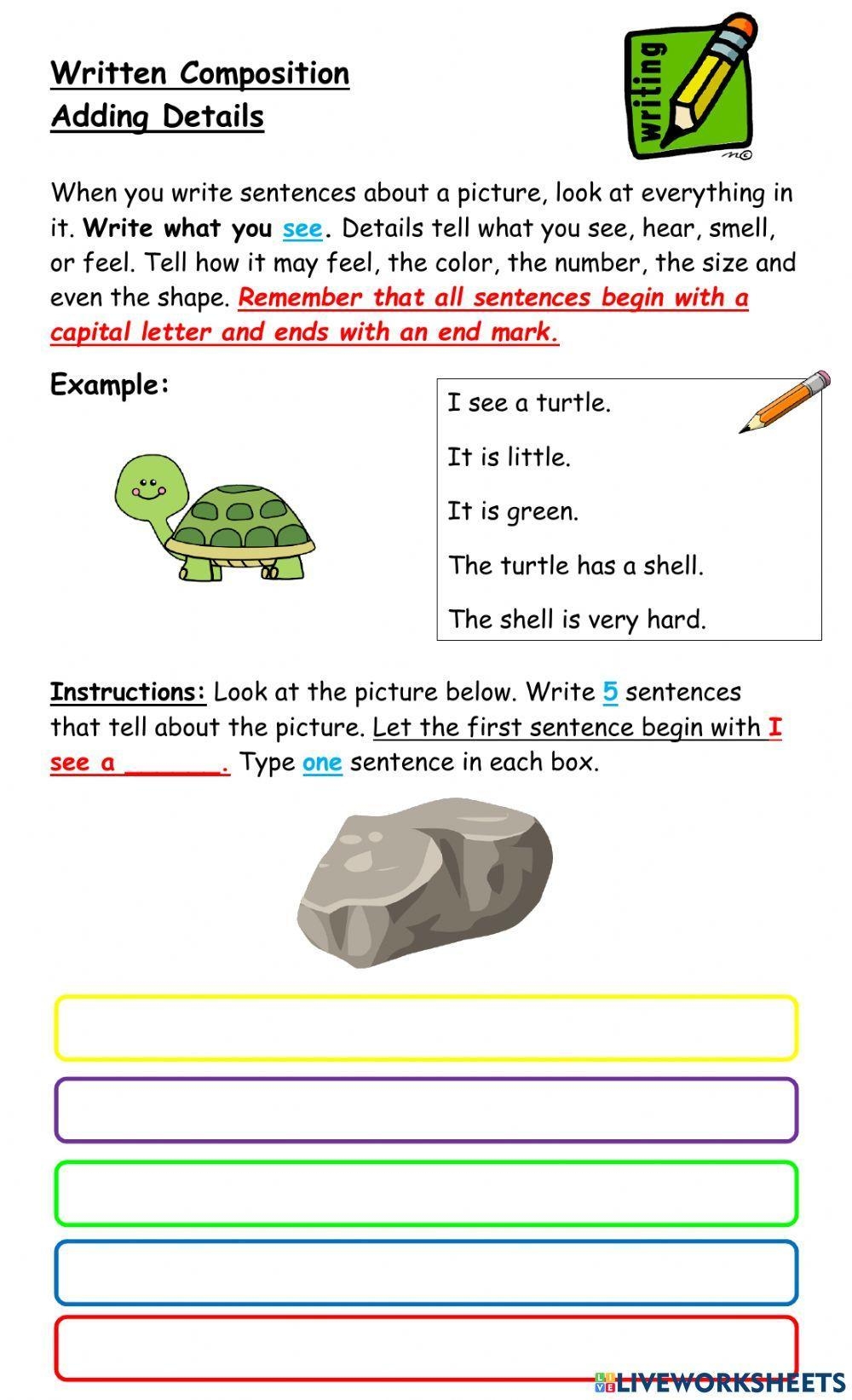 Adding Details Worksheet Live Worksheets Worksheets Library