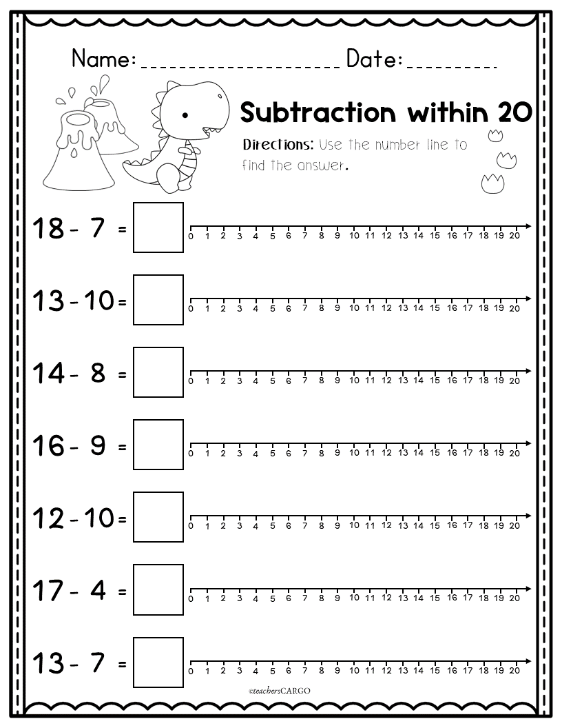 Addition And Subtraction Within 20 Printable Number Lines To 20 Made By Teachers
