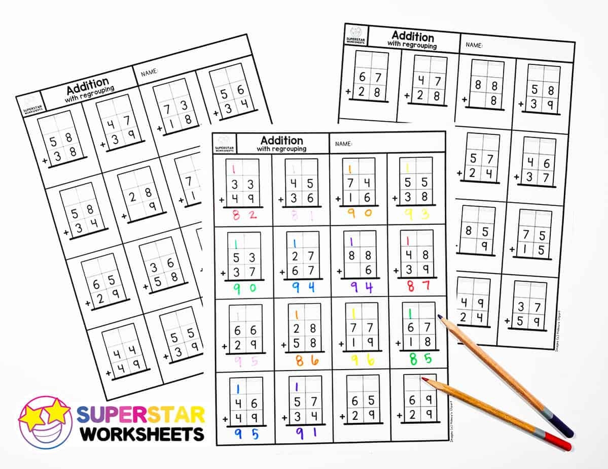 2 Digit Addition With Regrouping Free Printable Worksheets