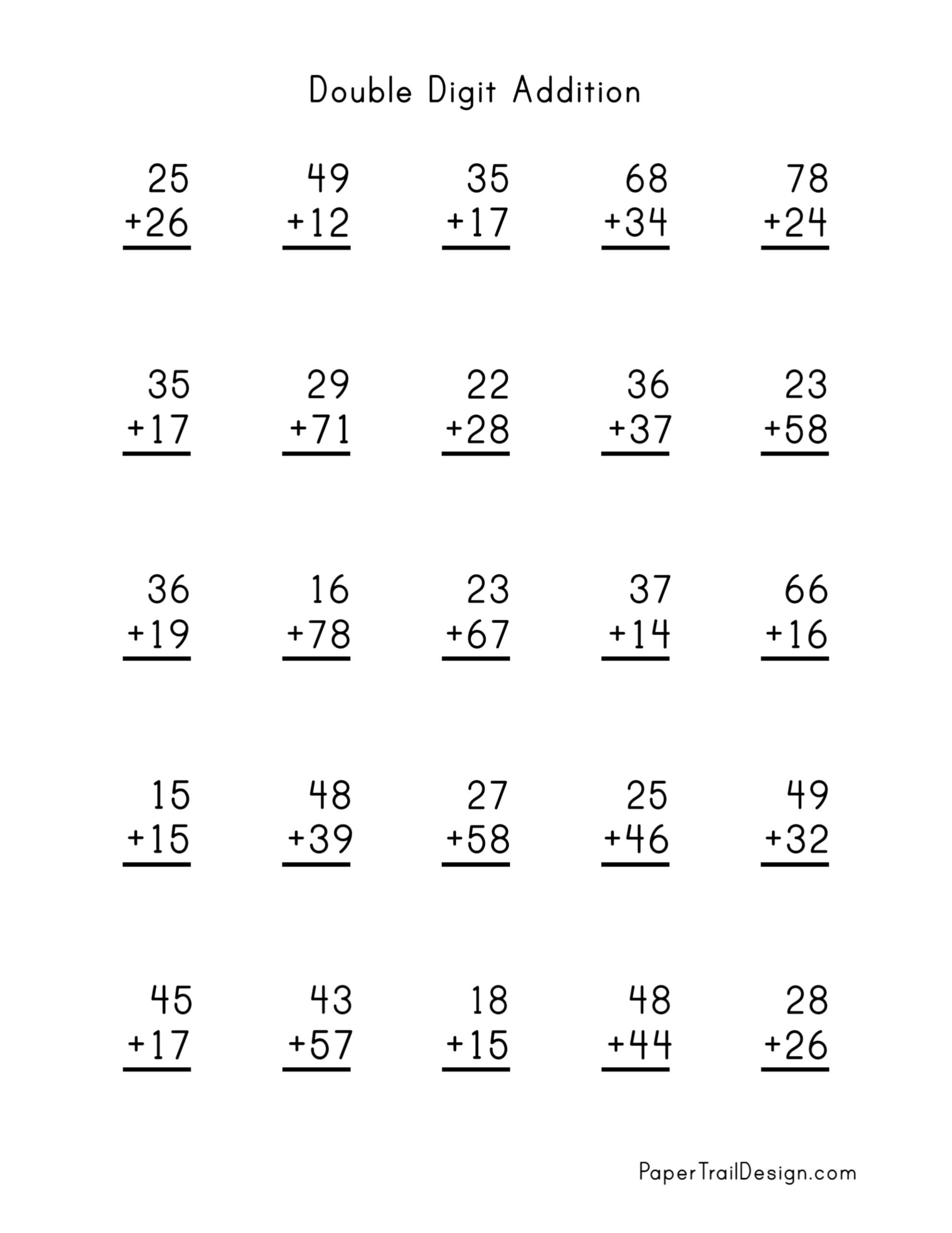 Printable Single Digit Addition Worksheets With Regrouping