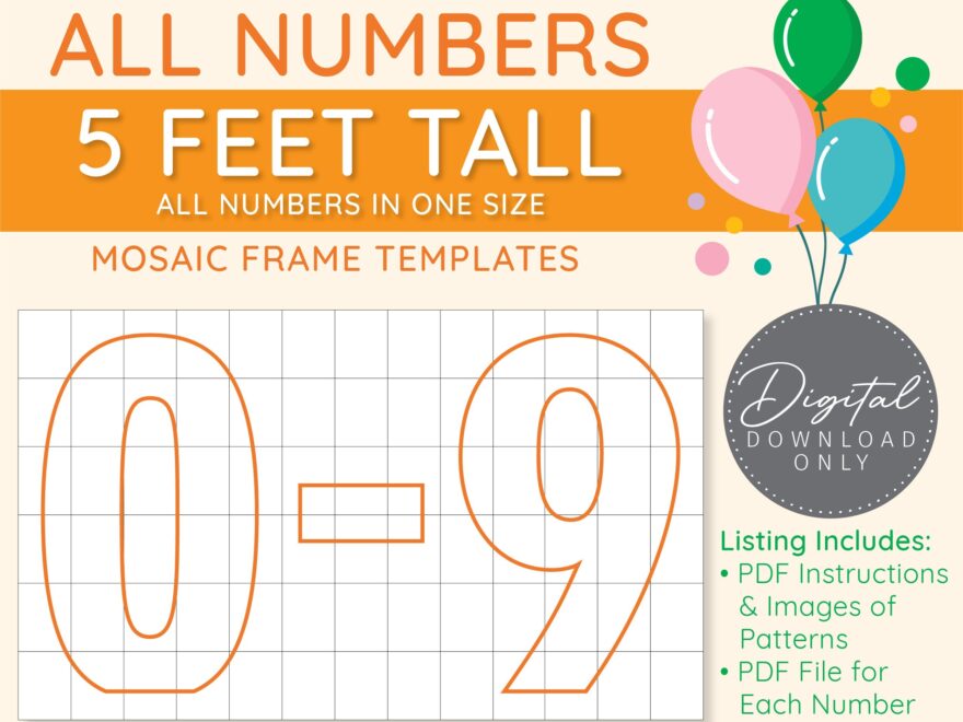 All Numbers 0 9 Mosaic Digital Templates In One Size 5 Ft Balloon Numbers Mosaic Balloons Mosaic Numbers PDF Download Etsy