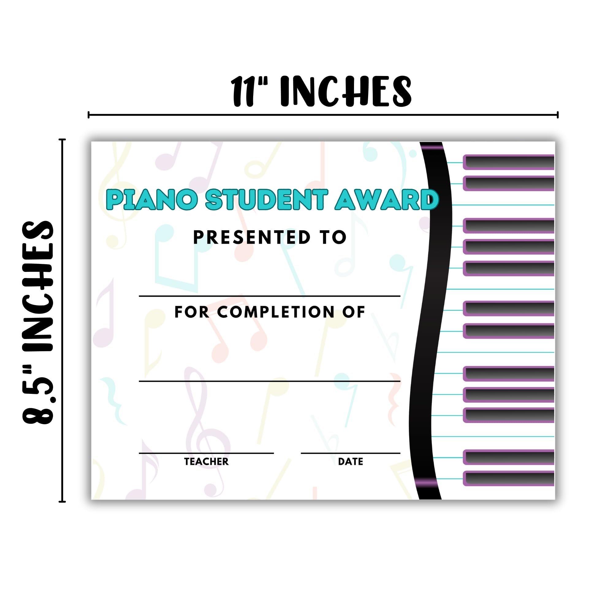 Amazon Piano Student Certificate Of Achievement Award 50 Pk 8 5x11 Recital Completion For Student Music Lessons Bulk Merit Blank Paper Orchestra Recognition Instrument Office Products