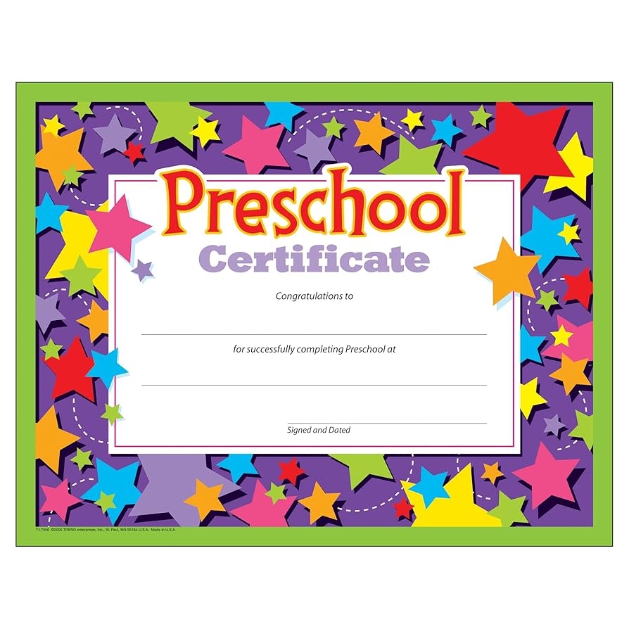 Free Printable Certificates For Prek And Kindergarten