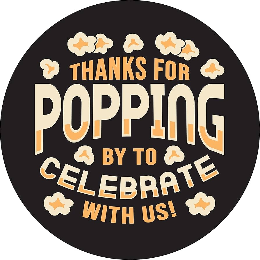Amazon Thanks For Popping By Stickers Popcorn Tags Party Favor Bags Wedding Gender Reveal Bridal Shower Baby Shower Matte Ready To Pop 24 Pack Home Kitchen