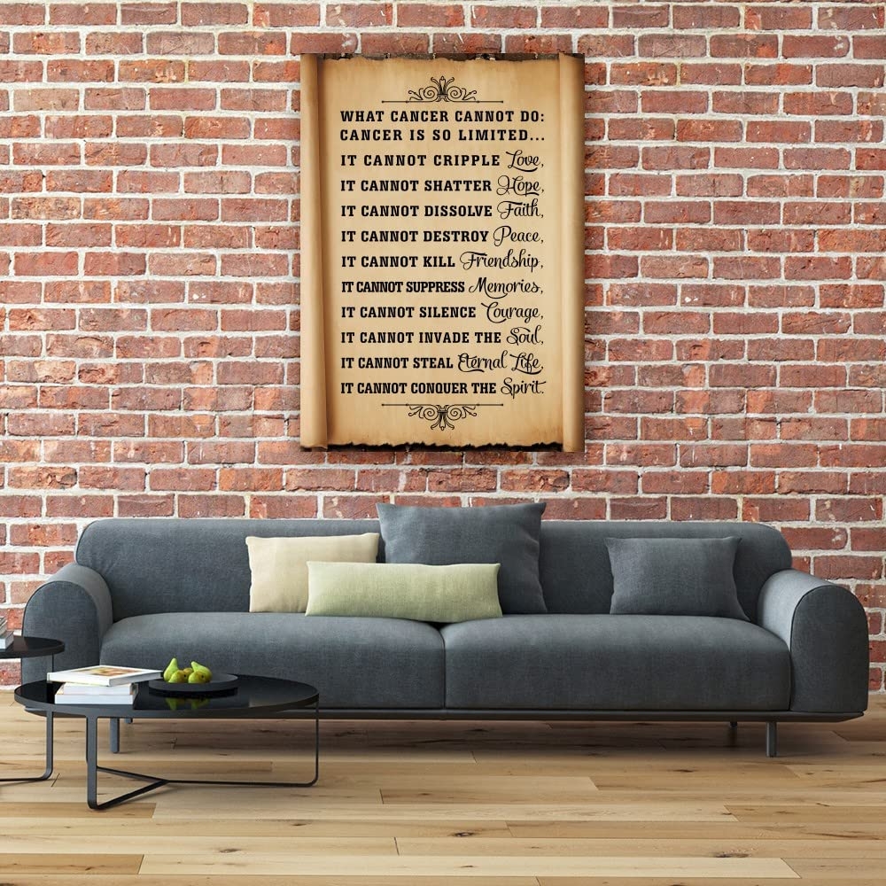 Amazon What Cancer Cannot Do Poem Wall Art Vintage Poster Canvas For Living Room Modern Home Decor Pictures For Bathroom Print Artwork Decoration Painting Oil Wall Bedroom Picture Gifts Vertical Artwork 08x12inch 20x30cm Canvas 