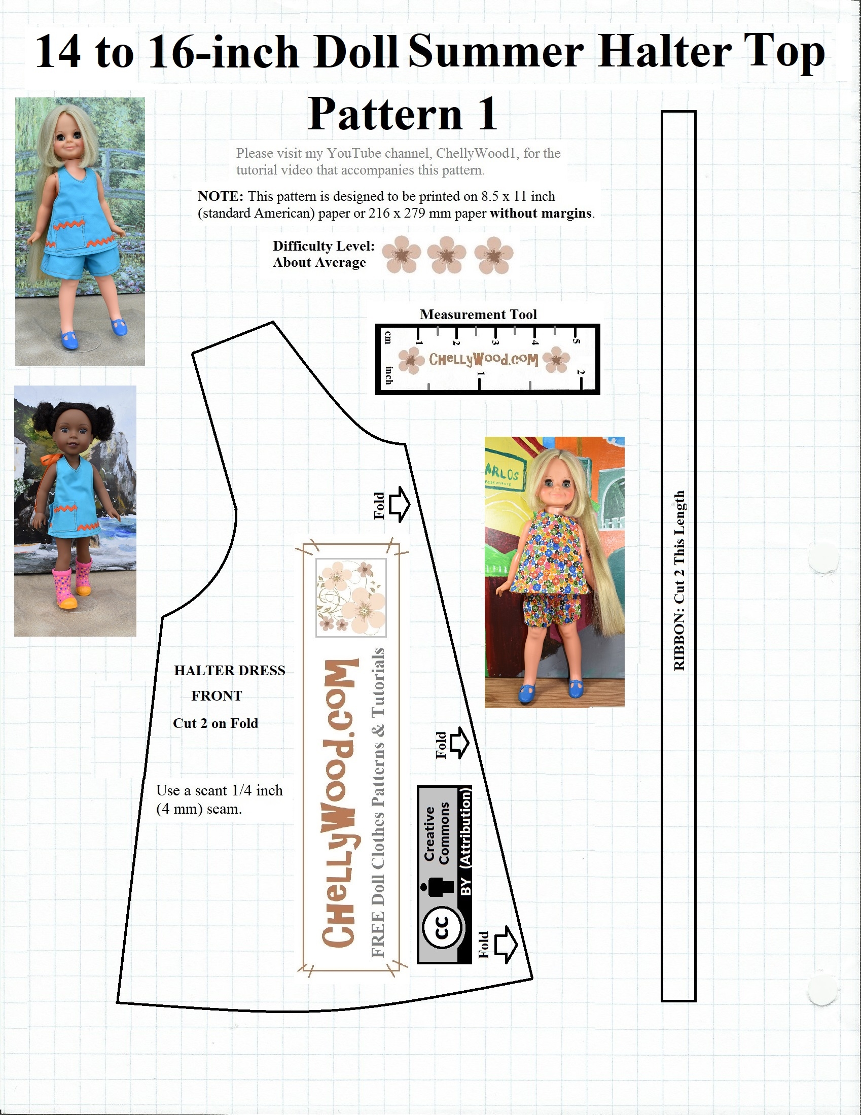 American Girl Or 18 inch Dolls Summer Top DIY W FREE Patterns ChellyWood Free Doll Clothes Patterns