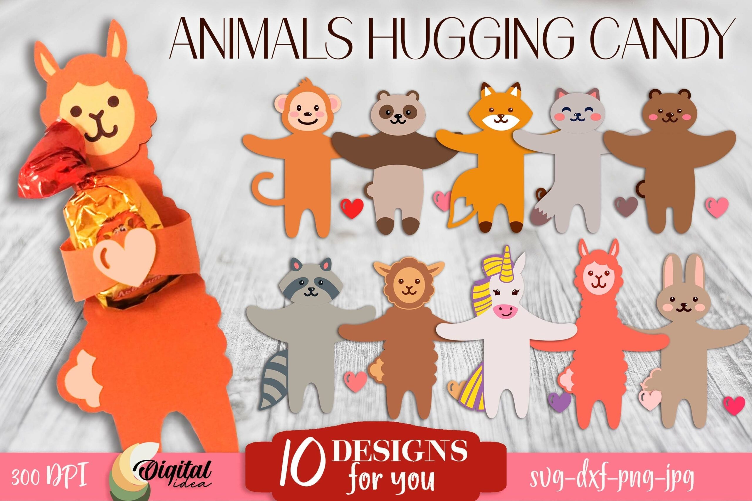 Animal Candy Huggers For Valentine s Day Candy Holders Svg