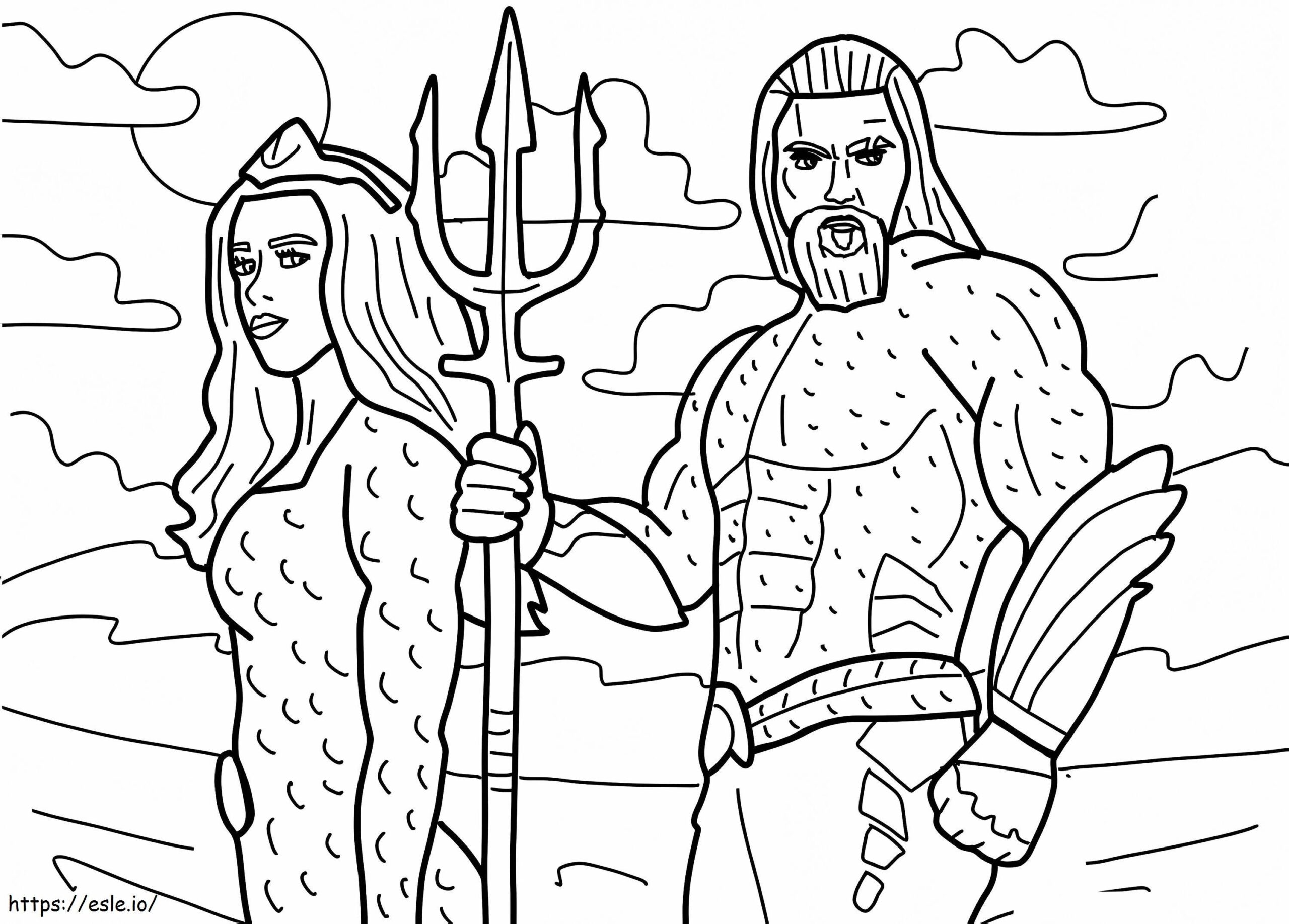 Aquaman And Mera Coloring Page