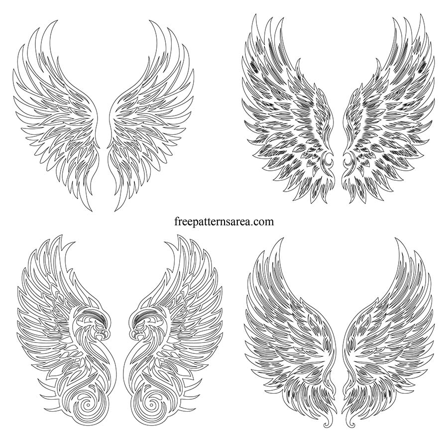 Artistic Angel Bird Wing Vector Designs SVG PNG More FreePatternsArea