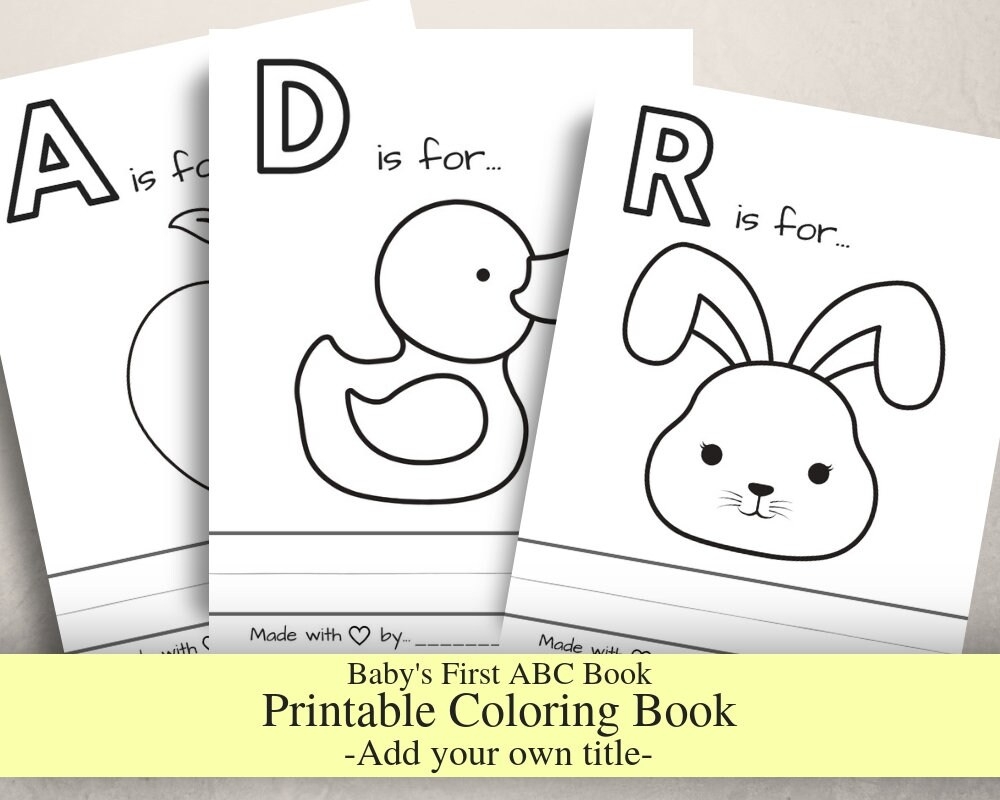Baby s First ABC Book Without Titles Baby Shower Game Coloring Book Printable PDF Letter Size Prefilled Coloring Pages Etsy Finland