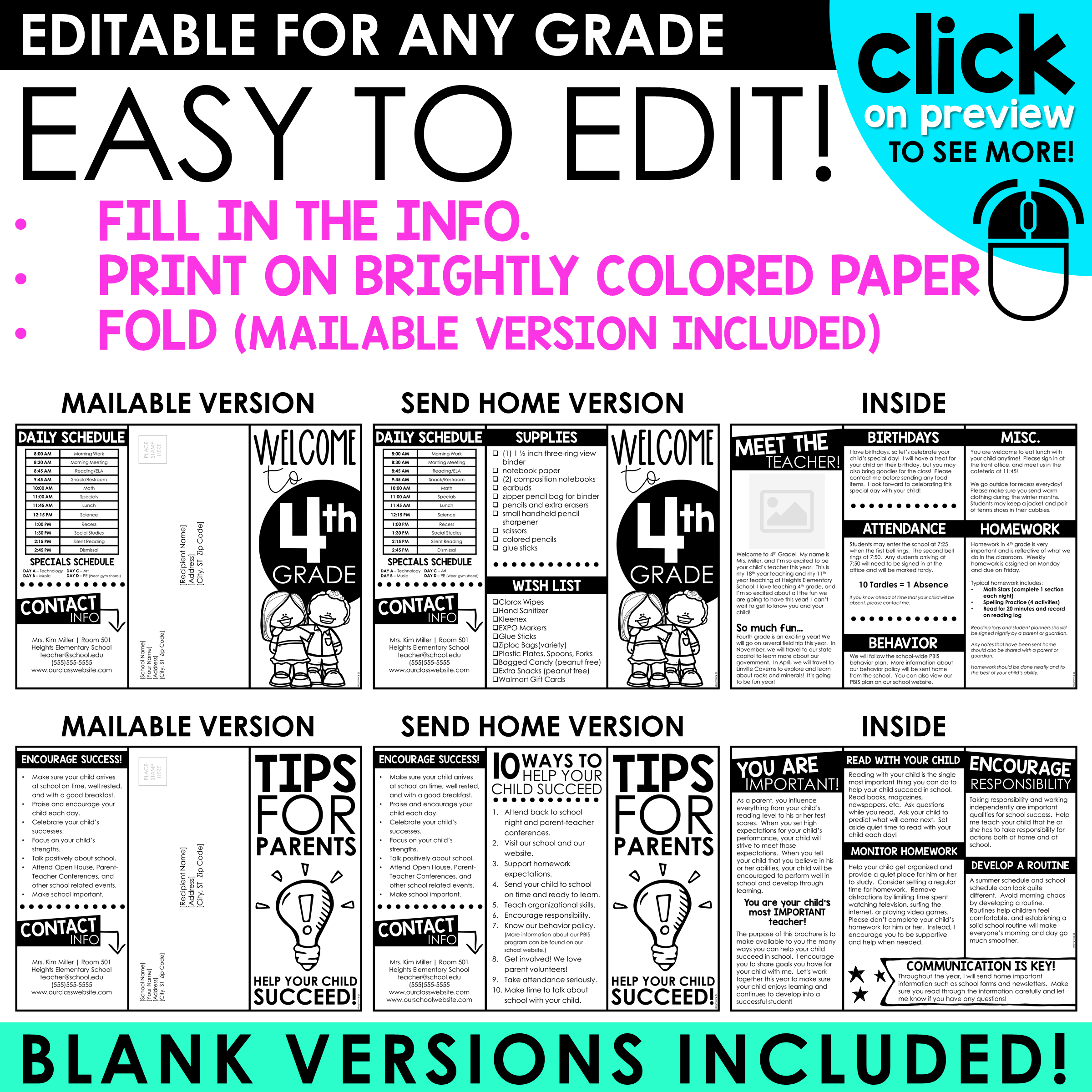 Back To School EDITABLE Letter Brochure Meet The Teacher Template Open House A Love Of Teaching Kim Miller