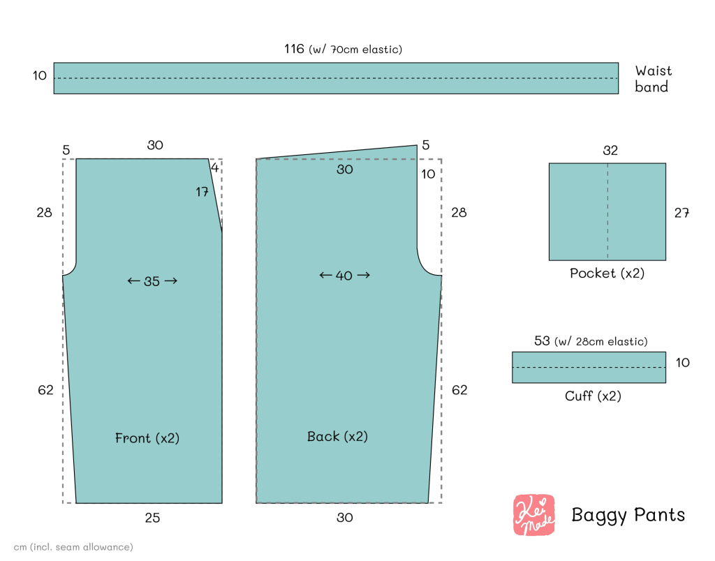 Baggy Pants Pattern With Elastic Cuffs And Pockets KeiMade Blog Arts Crafts Inspired By Japanese Trends