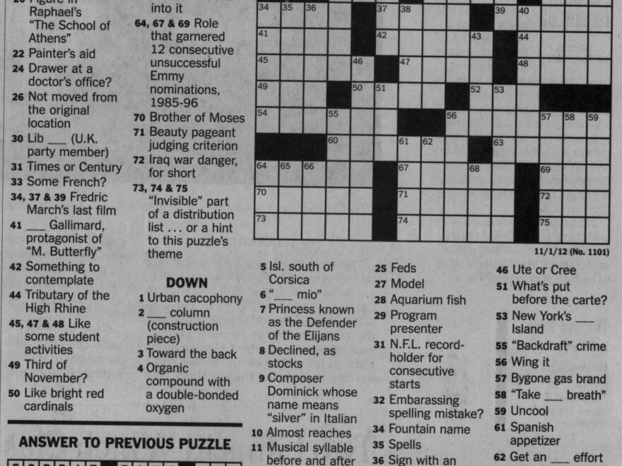 Barany Barocas Nov 1 NYT Crossword Puzzle