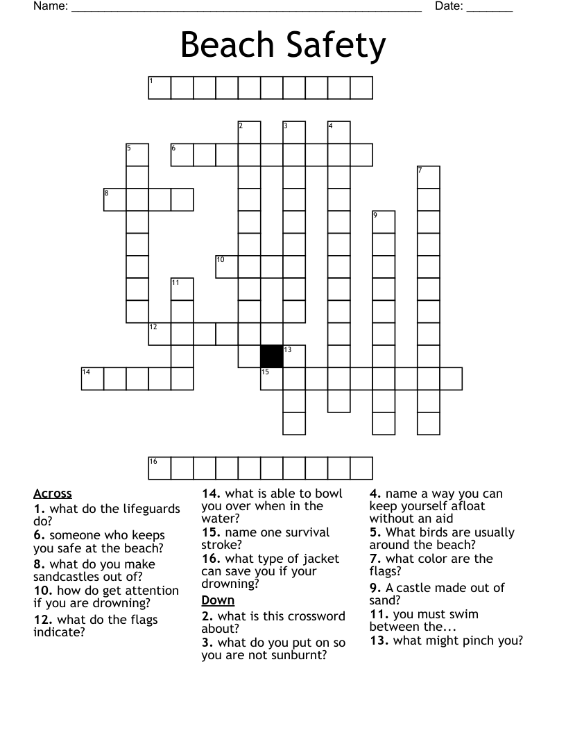 Beach Safety By Noah Ling Word Search WordMint