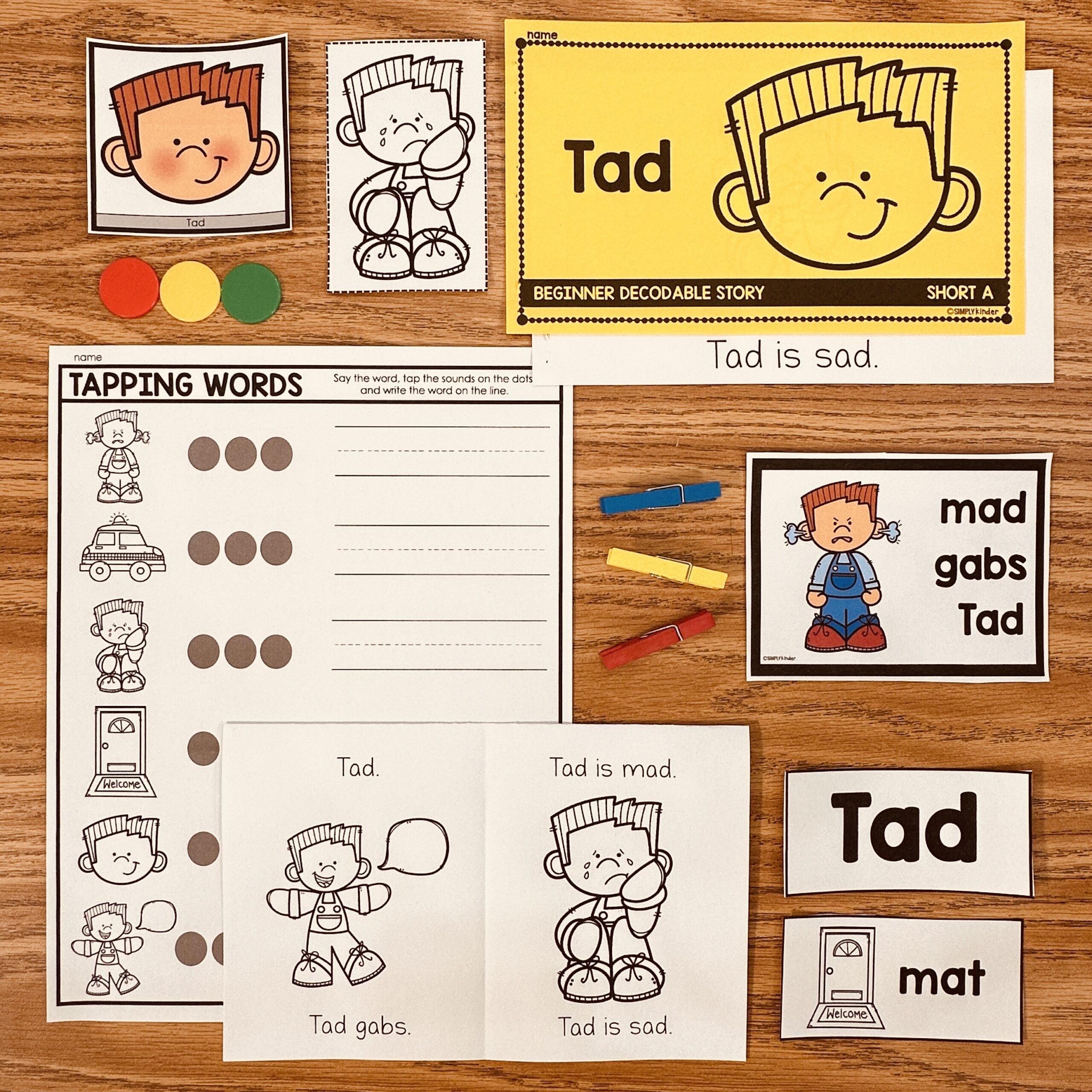 Beginner Decodable Reader With Word Work CVC Short A Tad Simply Kinder Plus