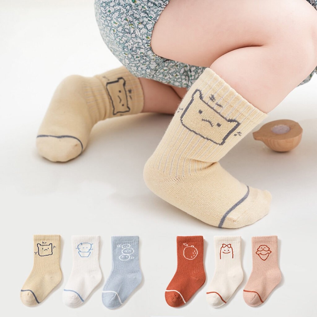 Best Quality Baby Clothes Baby Cute Print Pattern Mid Tube Cotton Socks In Spring Autumn Wholesale Applebebe 