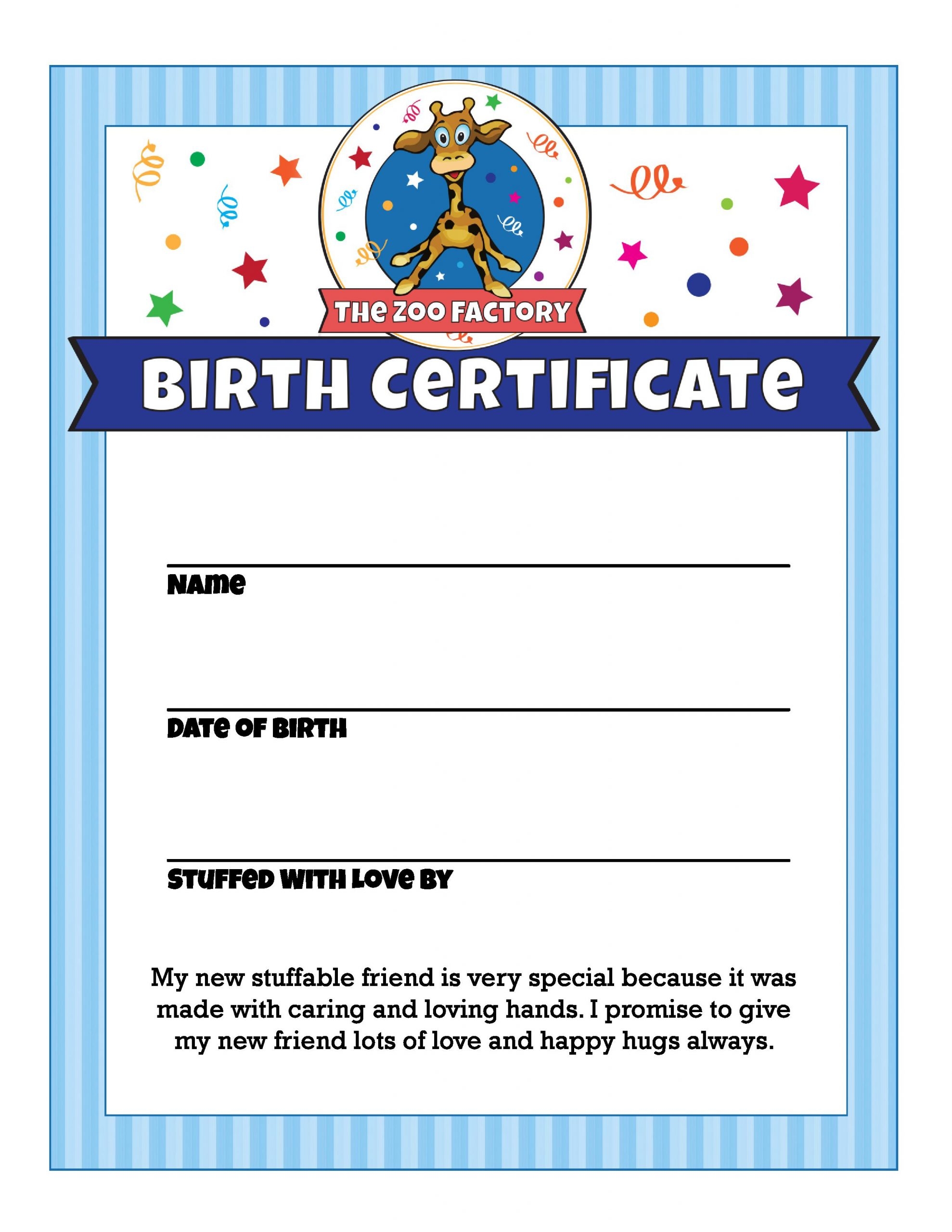 Build A Bear Birth Certificate Printable