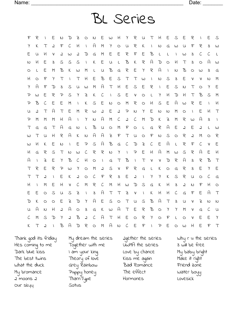BL Series Word Search WordMint