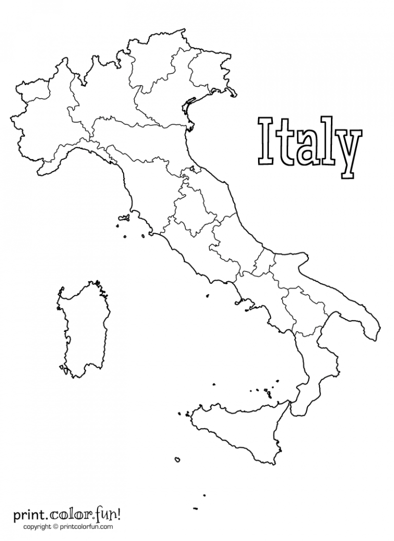 Blank Map Of Italy At PrintColorFun