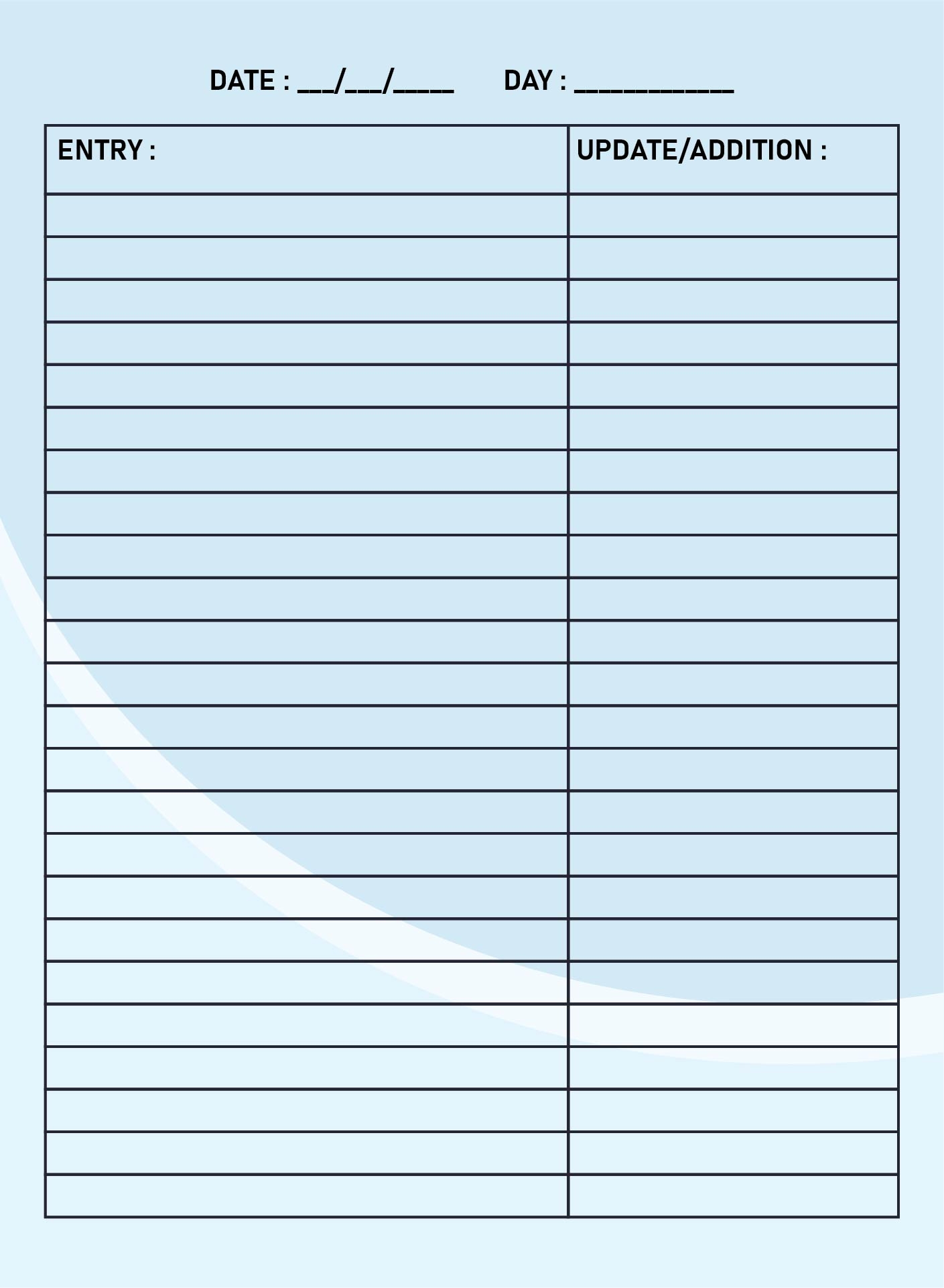Entry Blank Form Free Printable