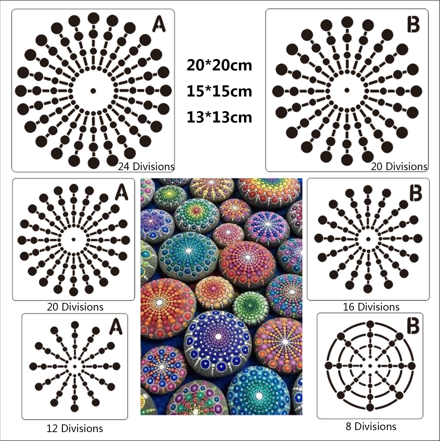 BLUGUL Mandala Stencils Mandala Dotting Tools Painting Templates For Airbrush DIY Walls Art Stone Rock Painting Web Series B 6pcs BigaMart