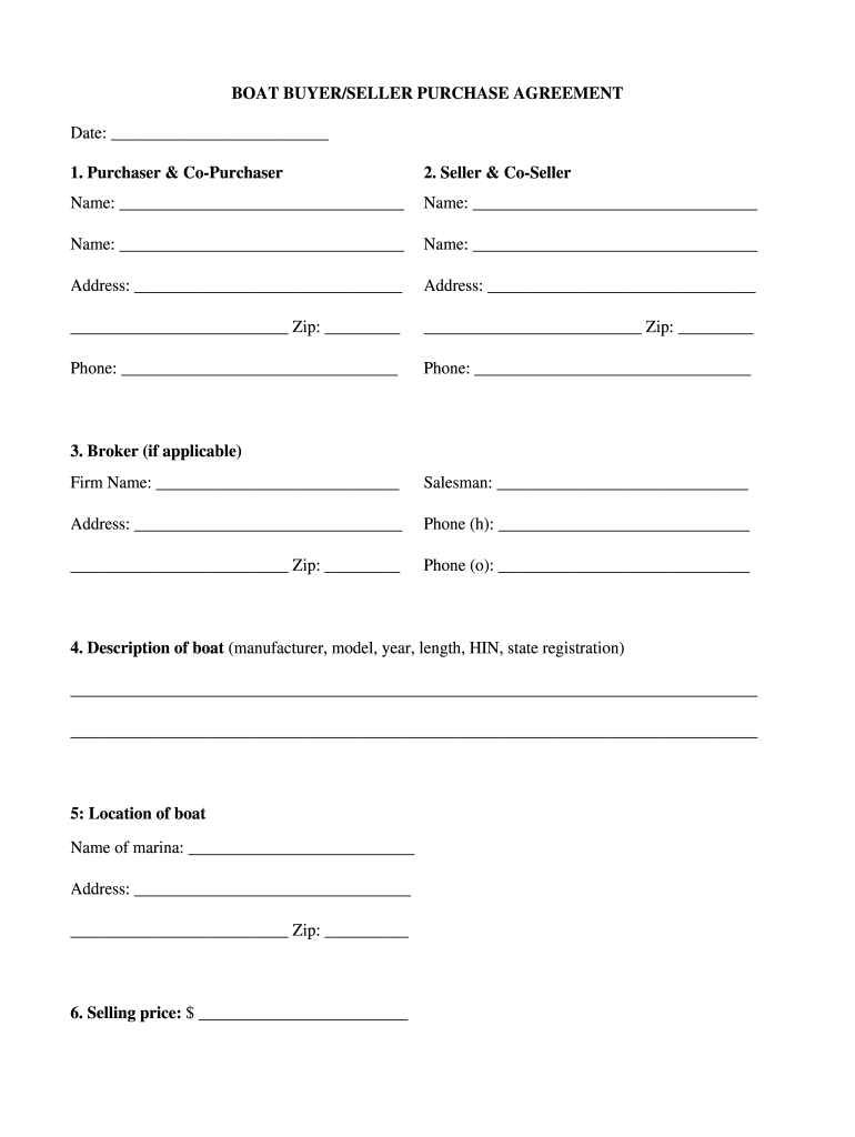 Boat Sale Contract Fill Online Printable Fillable Blank PdfFiller