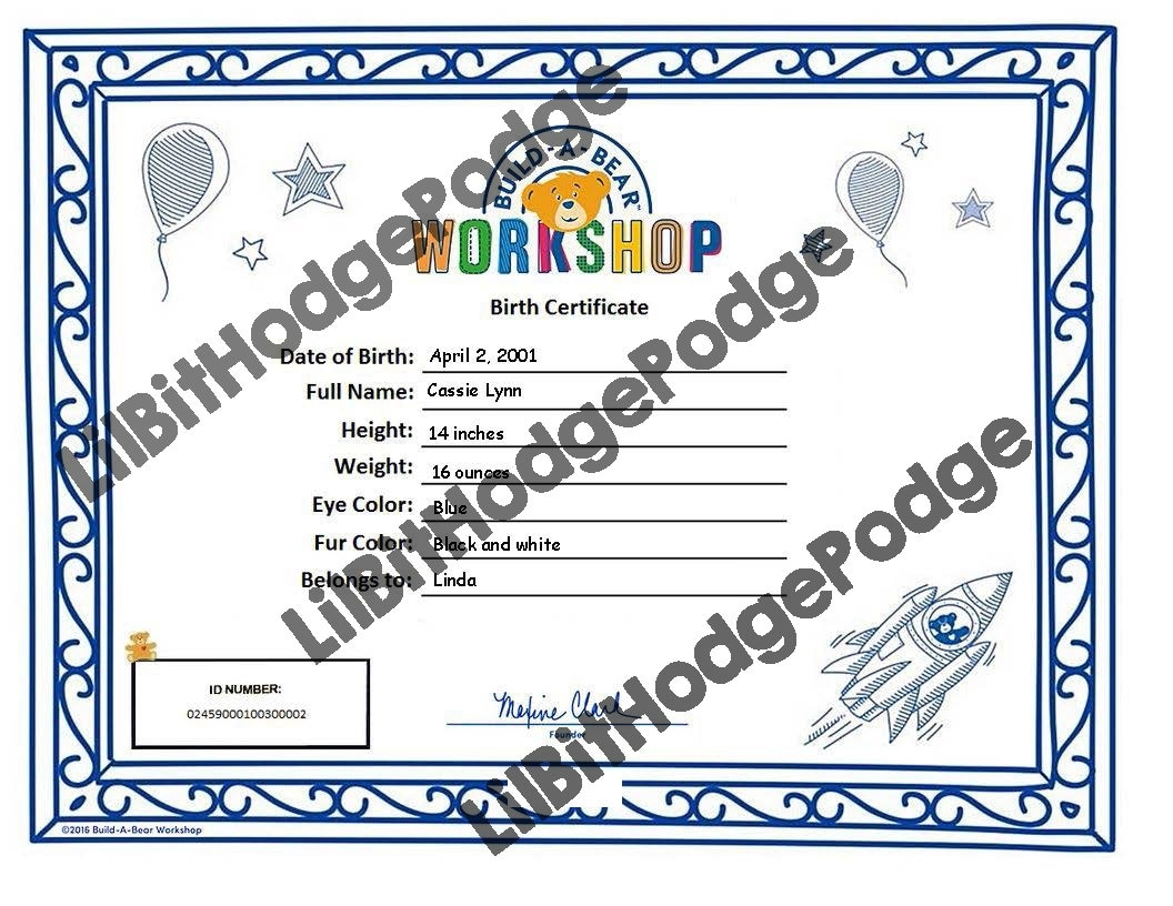 Build A Bear Birth Certificate Maker