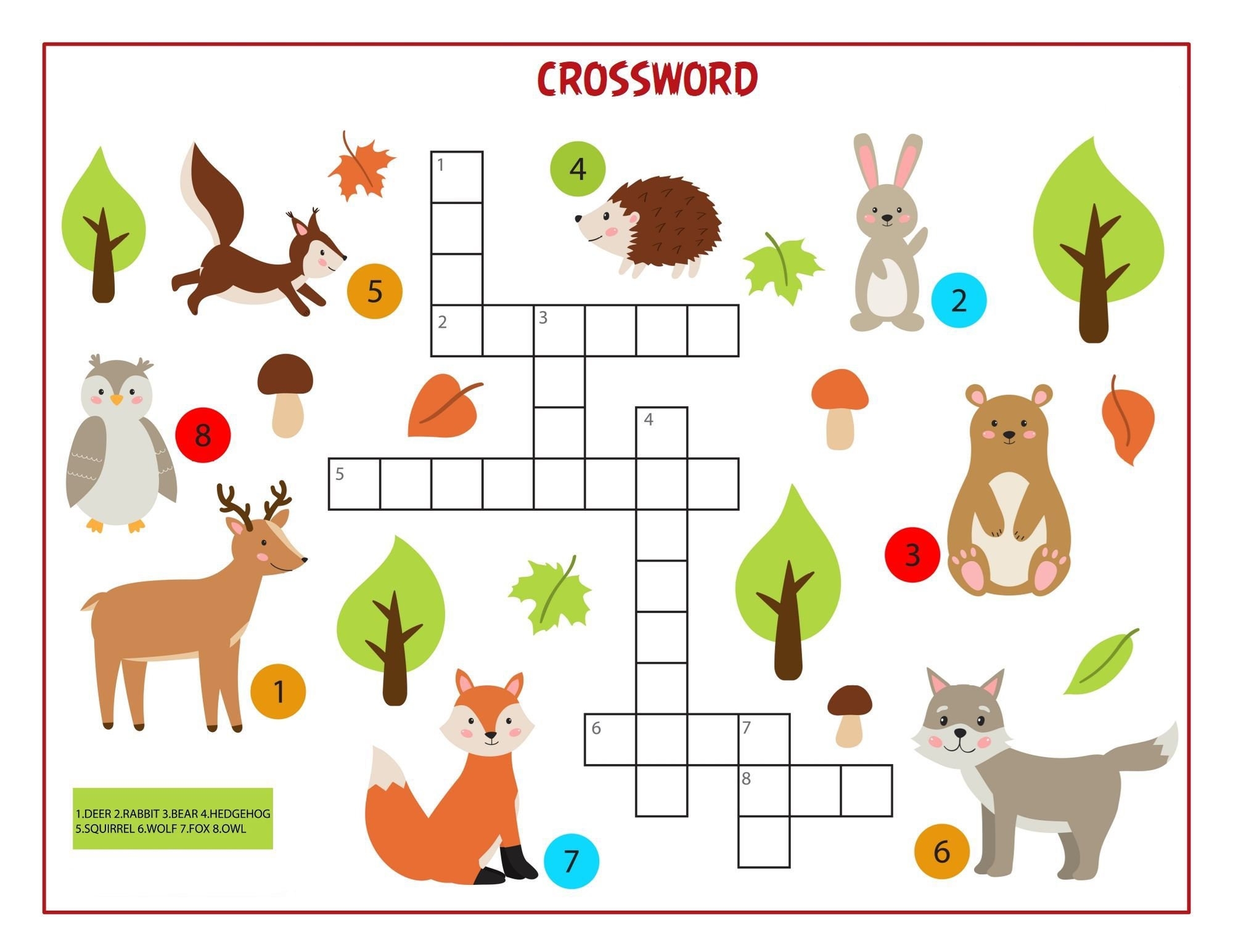 Crossword Printable For Kids