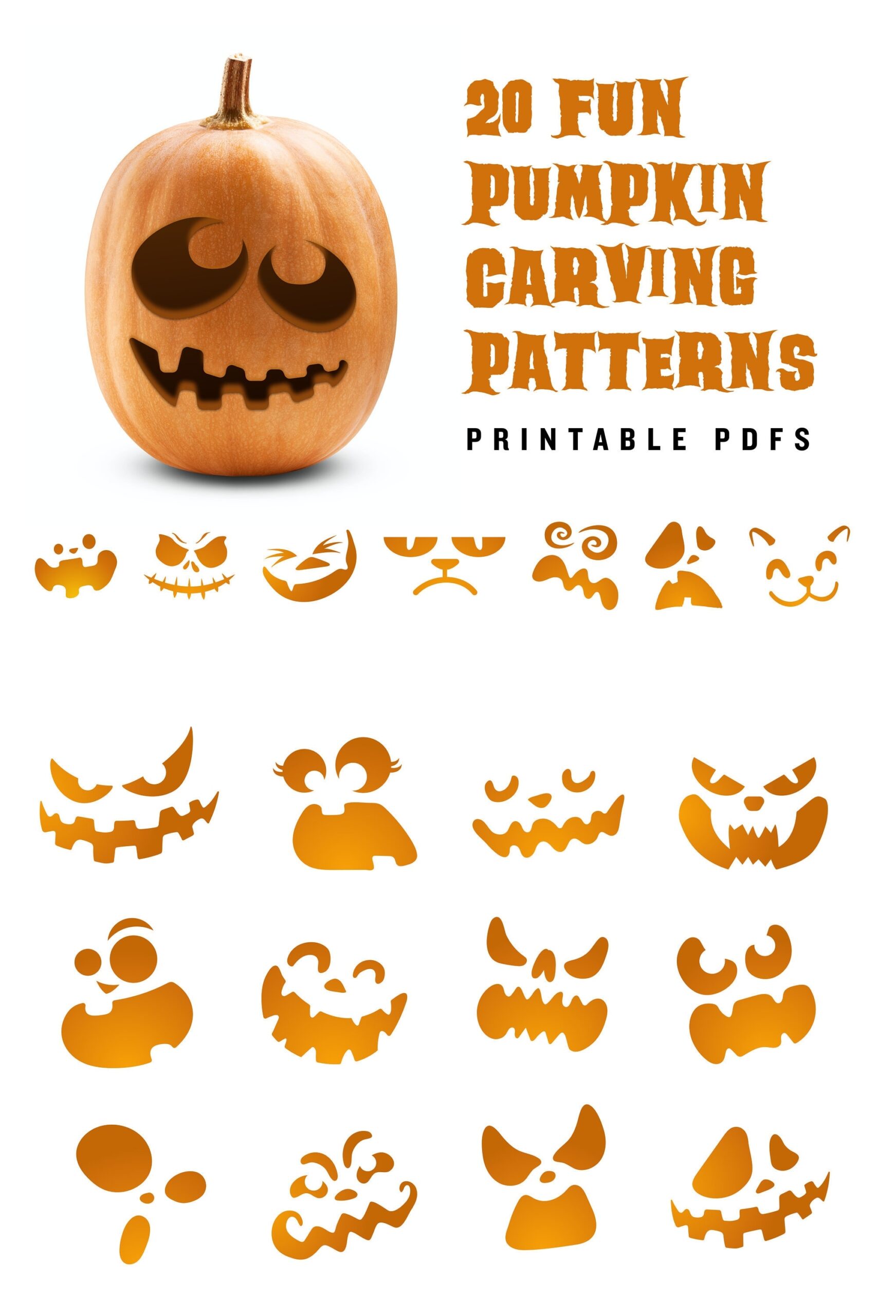 Buy 20 Printable Jack o lantern Pumpkin Carving Patterns For Halloween Simple Patterns That Can Make Anyone Look Like A Pro Online In India Etsy