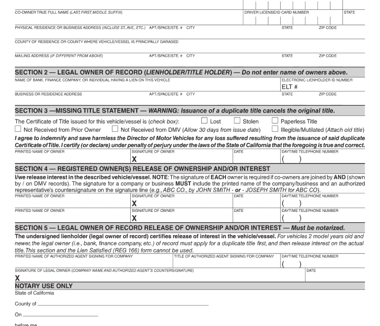 Ca Dmv Duplicate Title Online Fill Out Sign Online DocHub