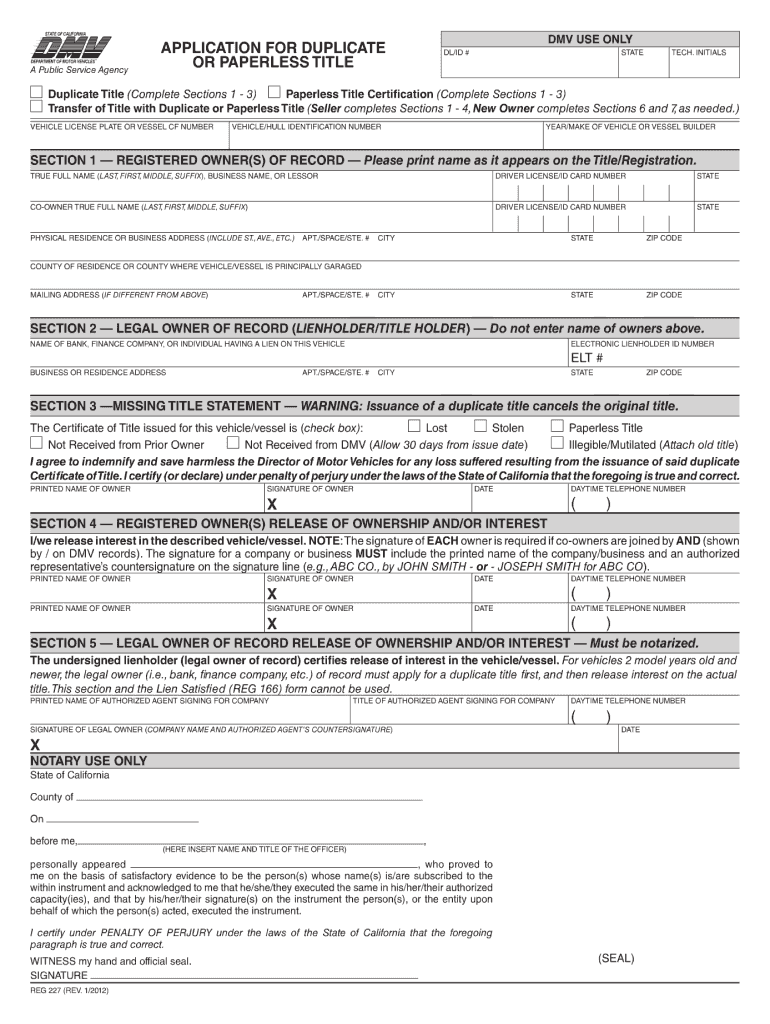 Ca Dmv Duplicate Title Online Fill Out Sign Online DocHub