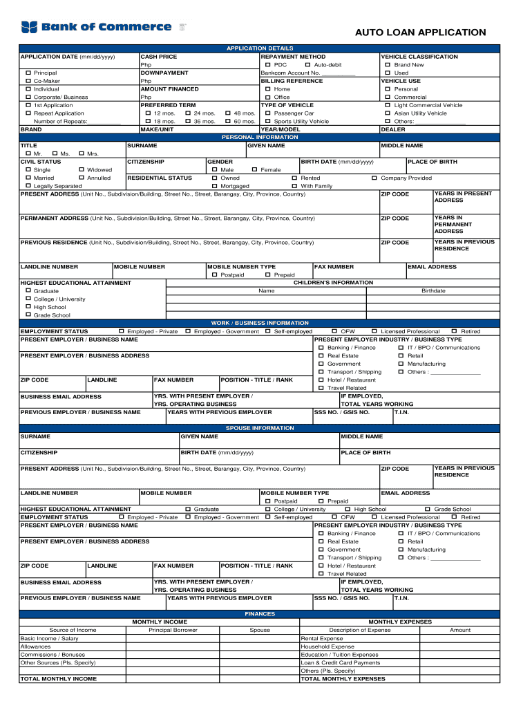 Car Application Form Pdf Fill Online Printable Fillable Blank PdfFiller