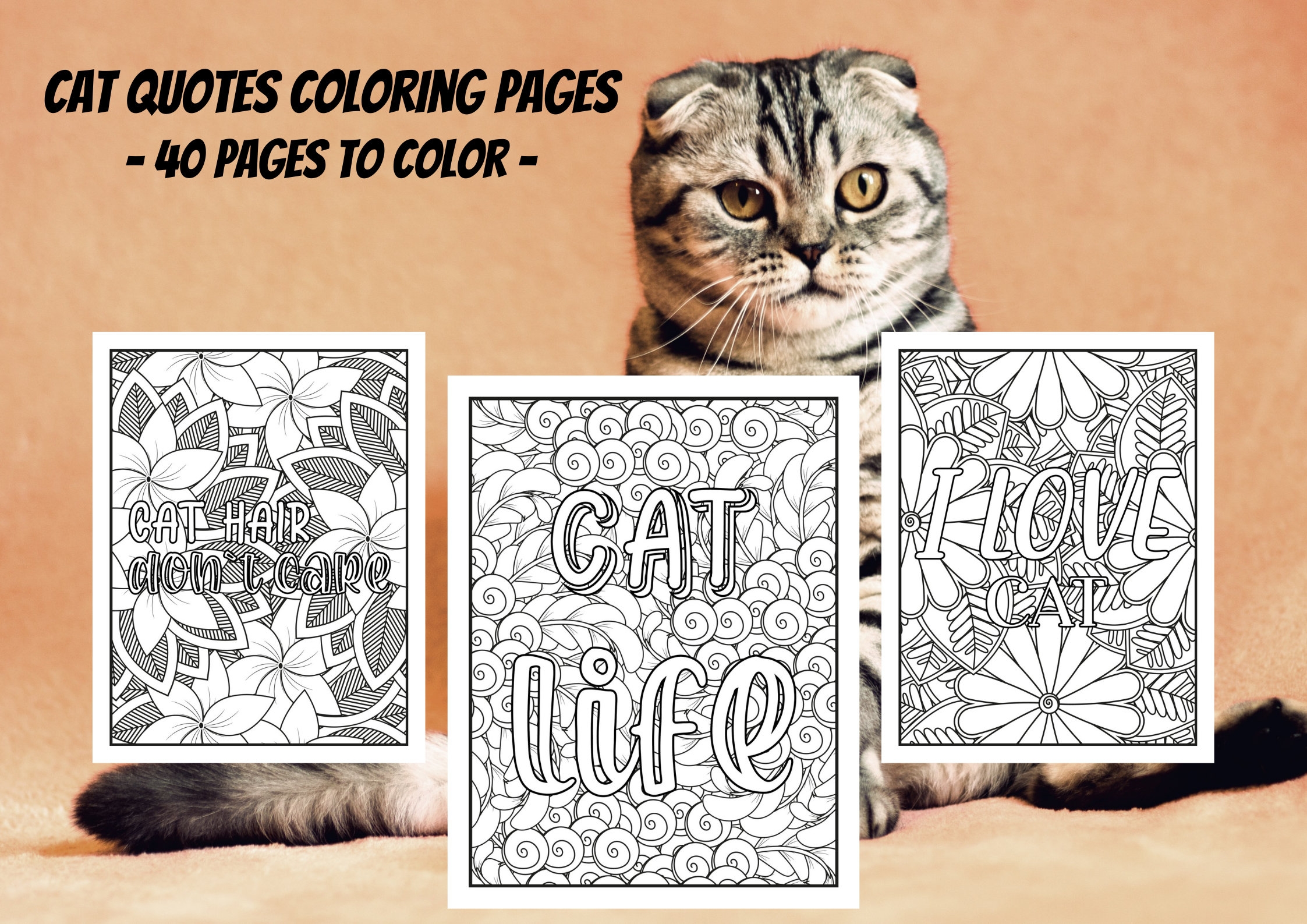 Cat Quotes Coloring Pages For Cats Lovers 38 Printable Pages Funny And Inspirational Cat Mom Quotes Coloring Book Etsy