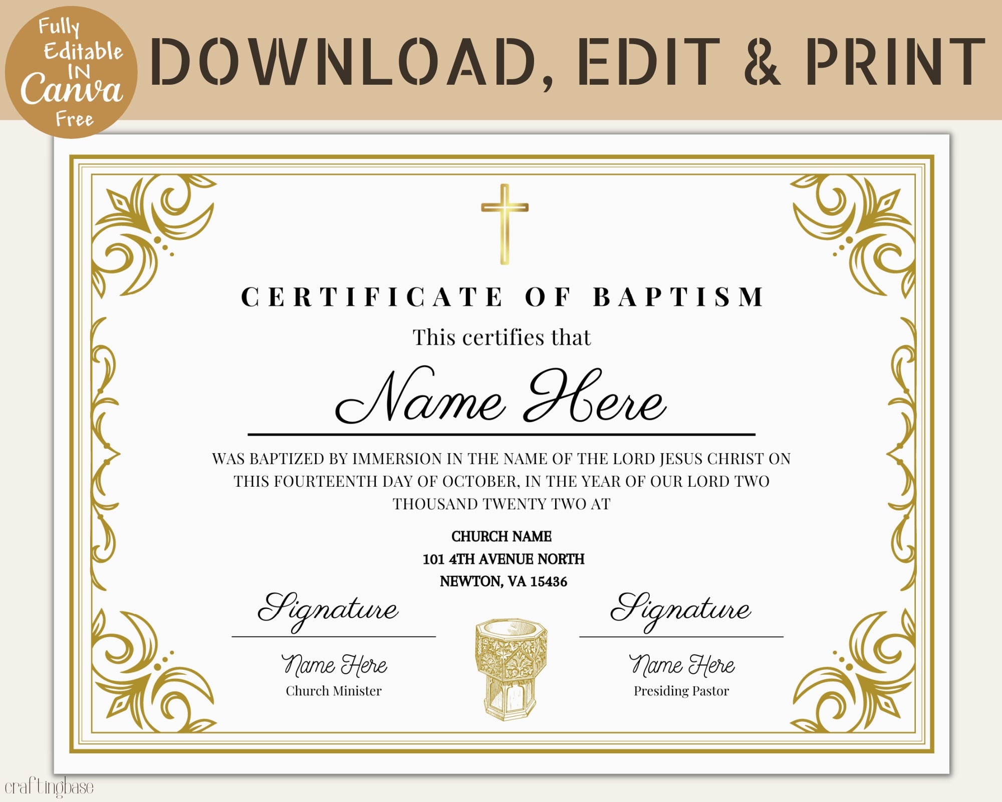 Catholic Certificate Etsy