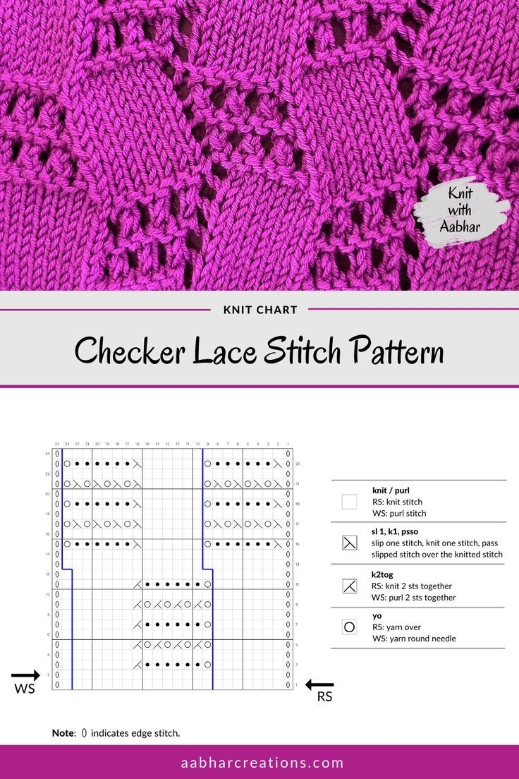Checker Lace Stitch Knitting Pattern Free Printable Knitting Chart