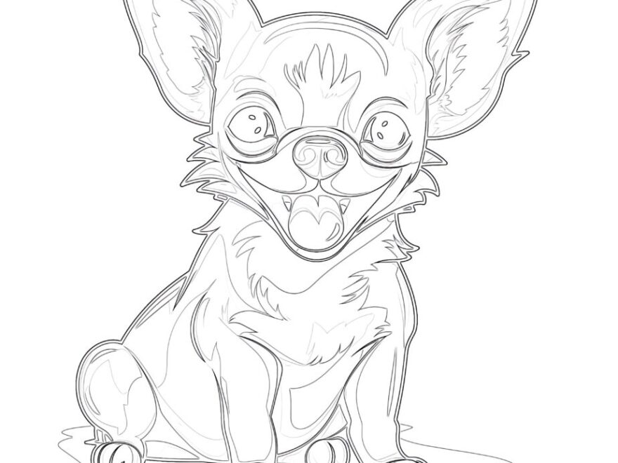 Chihuahua Breed Smiling Coloring Page Coloring Pages Mimi Panda